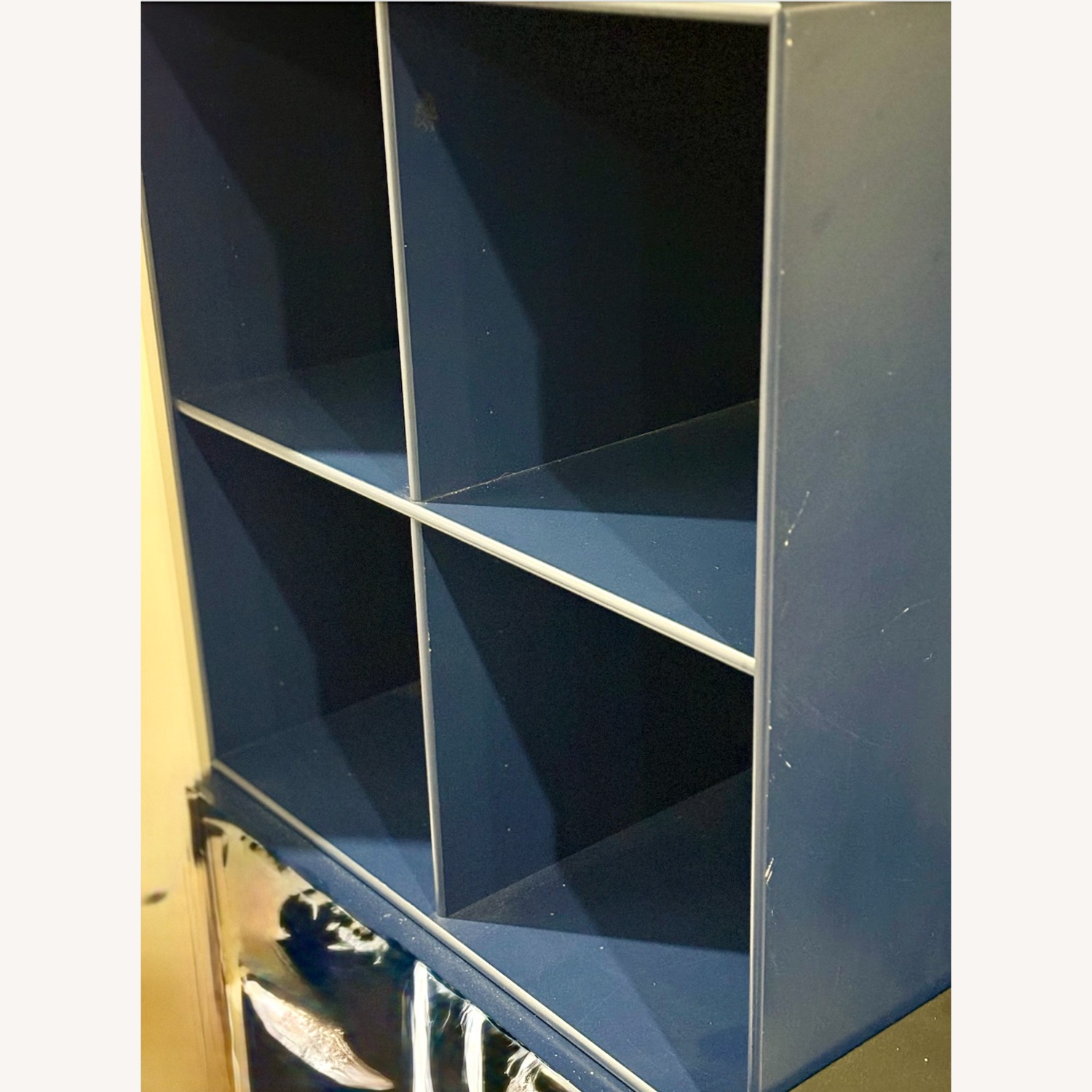 Blue Wooden Cube Storage Unit - image-2