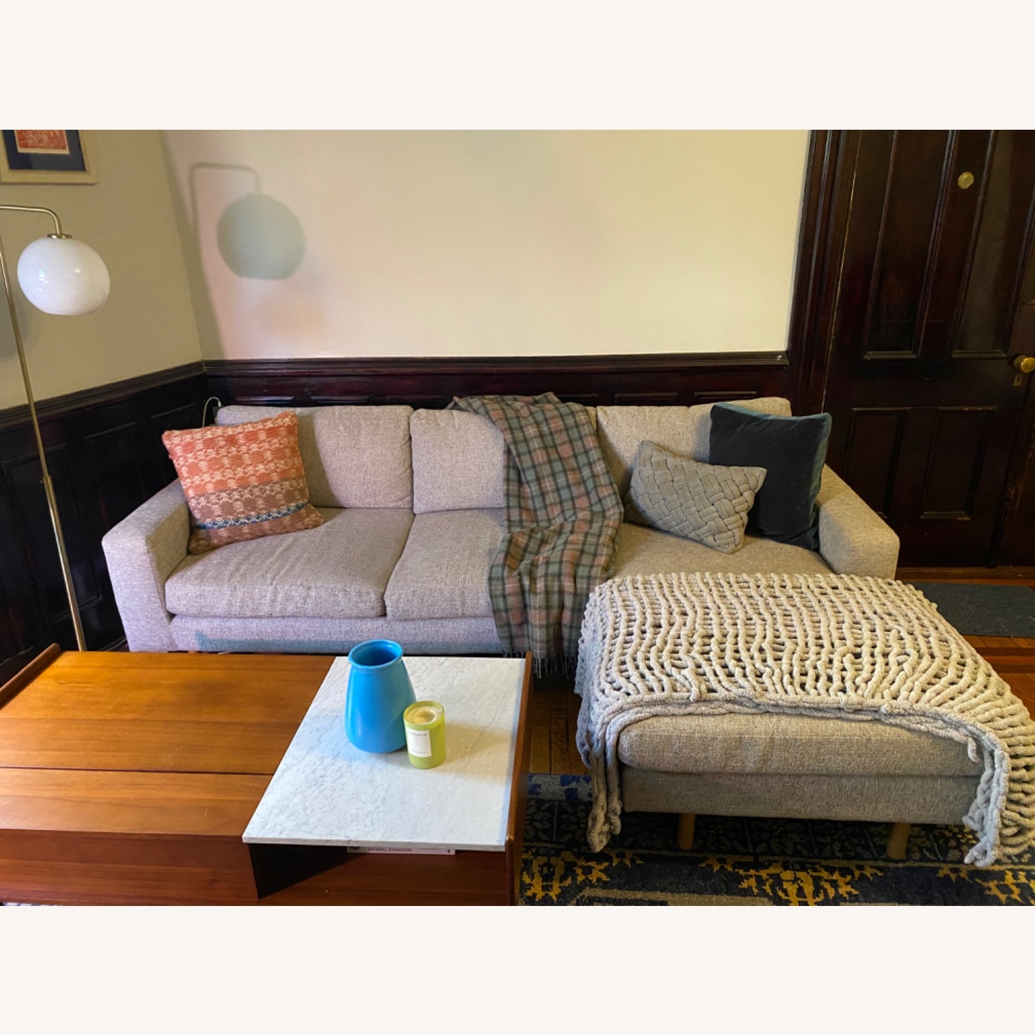 West Elm Gray Eddy 90’ Reversible Sectional - image-1