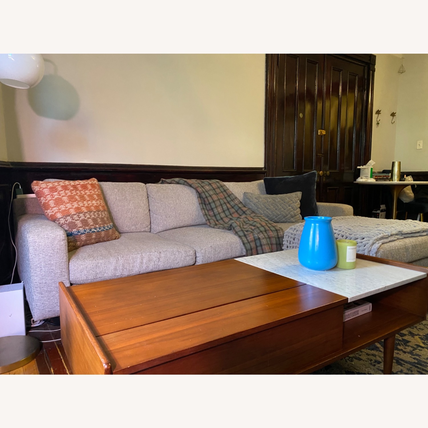 West Elm Gray Eddy 90’ Reversible Sectional - image-3