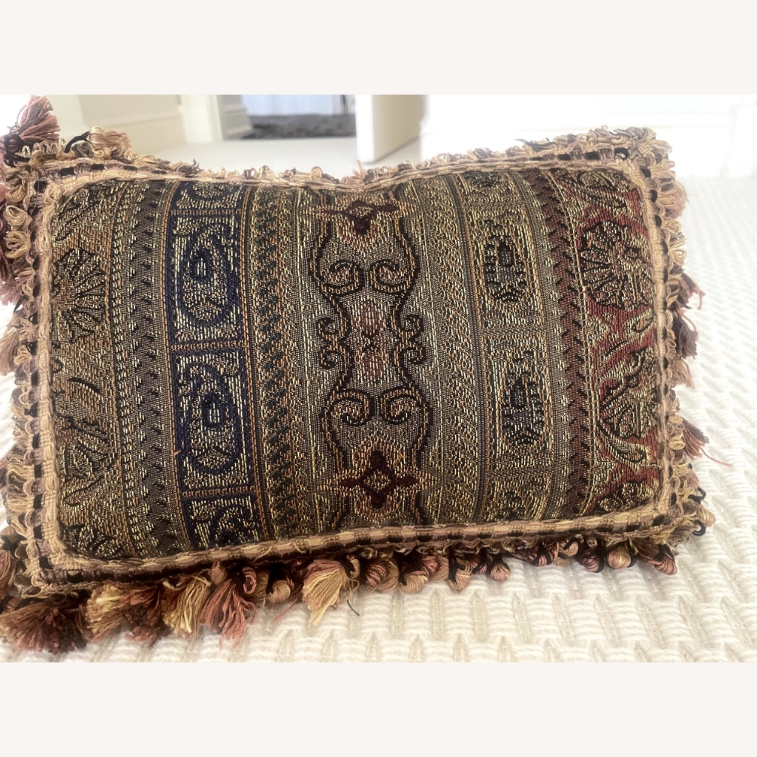 Small Tapestry Pillow with Fringe - image-1