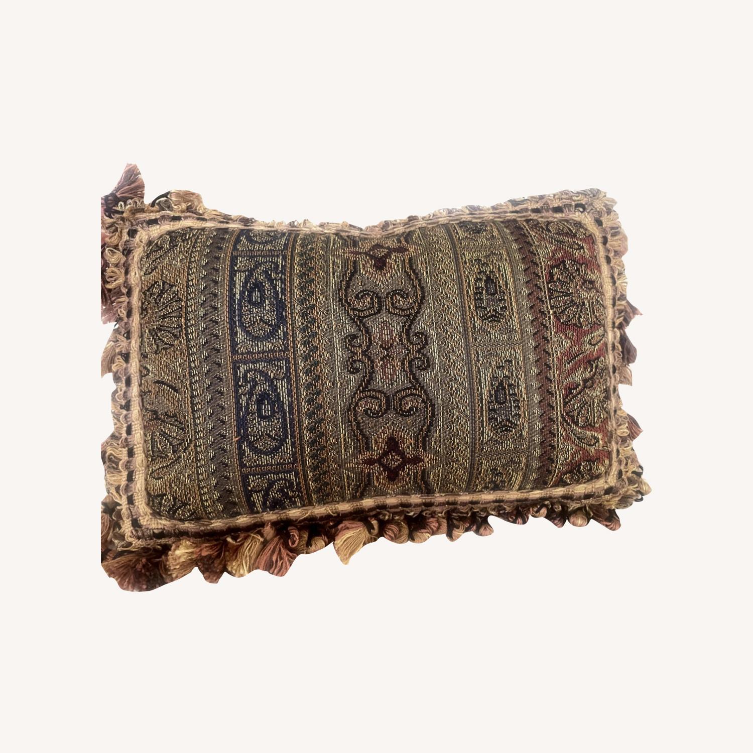 Small Tapestry Pillow with Fringe - image-0