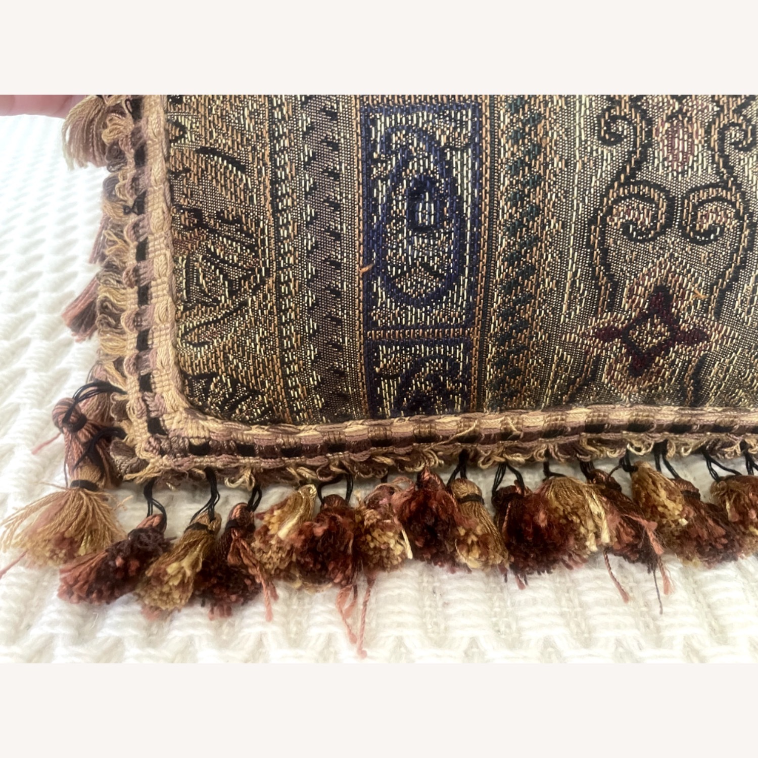 Small Tapestry Pillow with Fringe - image-2