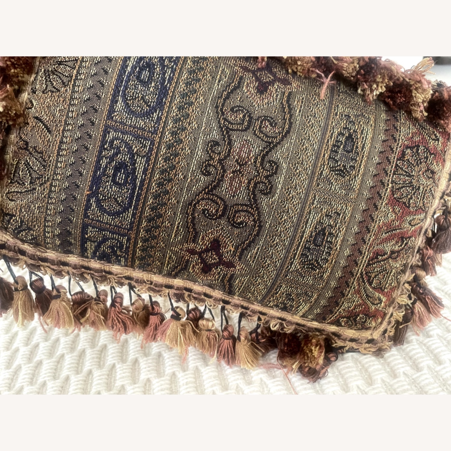 Small Tapestry Pillow with Fringe - image-5