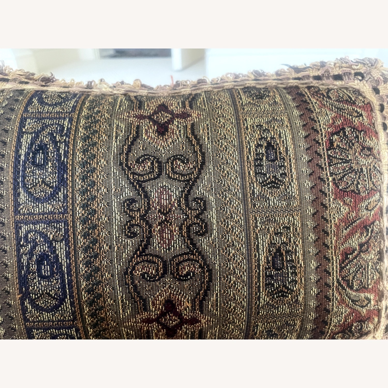Small Tapestry Pillow with Fringe - image-3