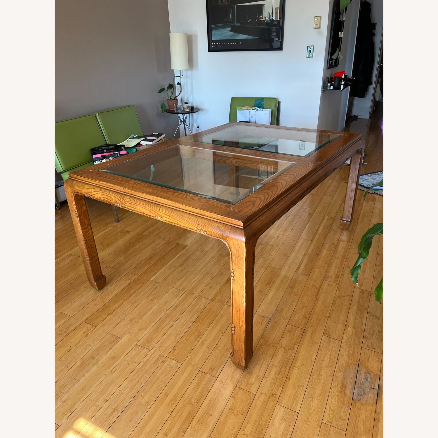 Vintage Wood and Glass Dining Table - image-1