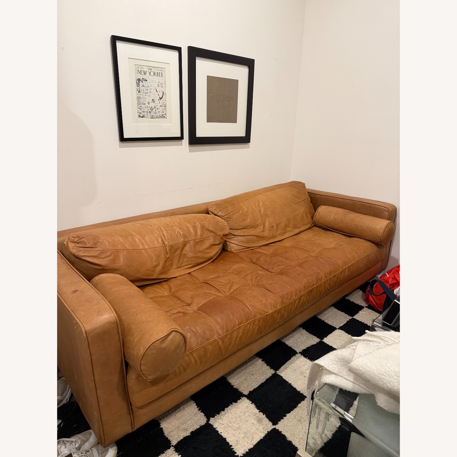 Article Sven 88" Tufted Leather Sofa - Charme Tan - image-5