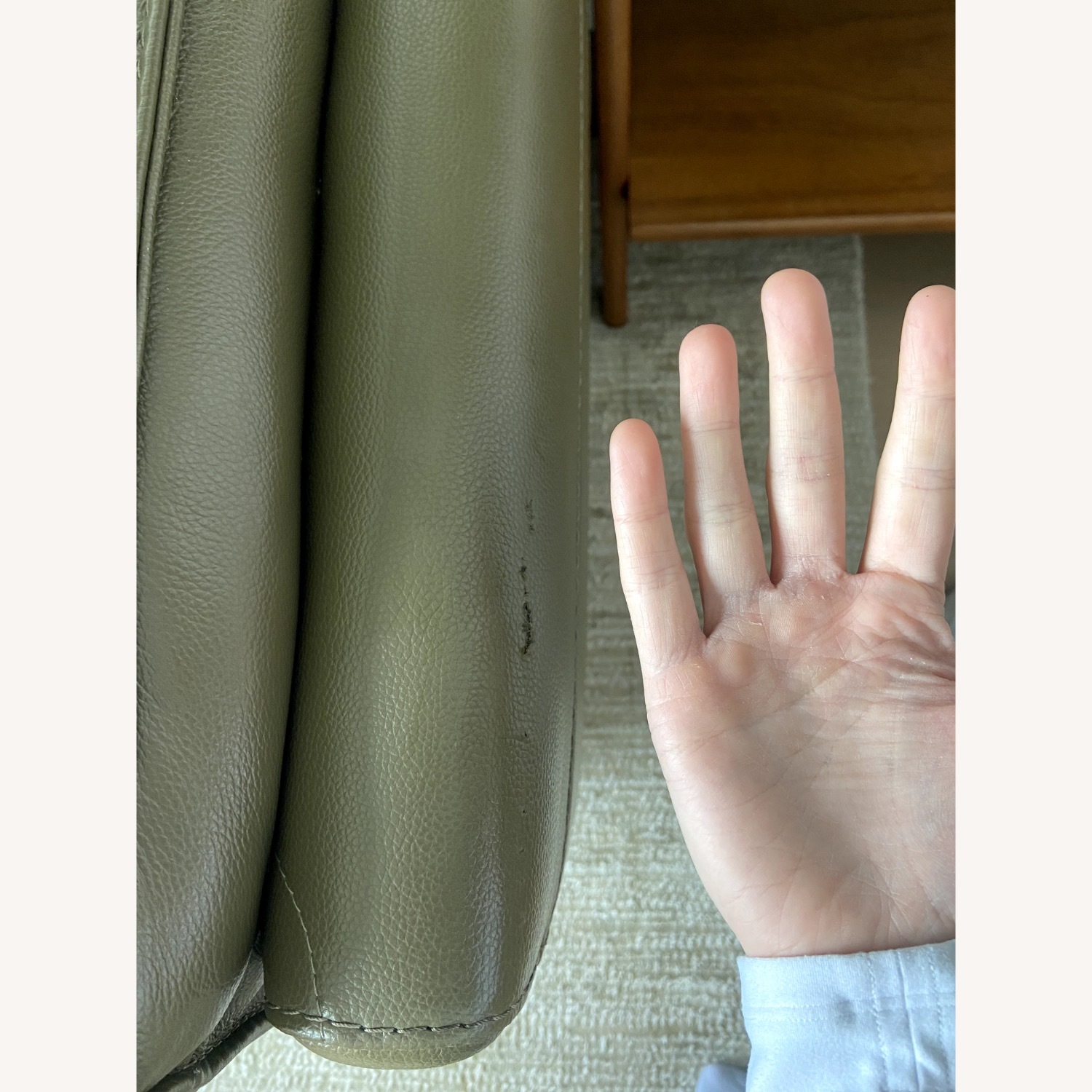 Apt2b Olive Leather Sofa - Footrests - image-5