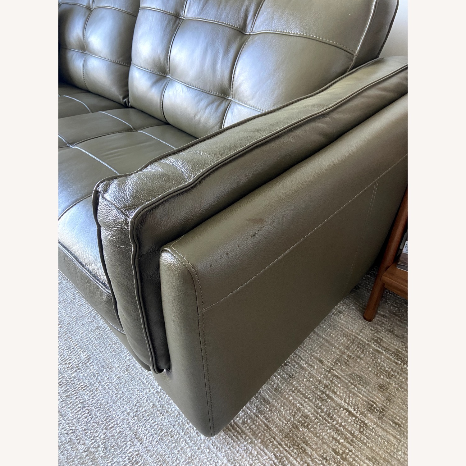 Apt2b Olive Leather Sofa - Footrests - image-4