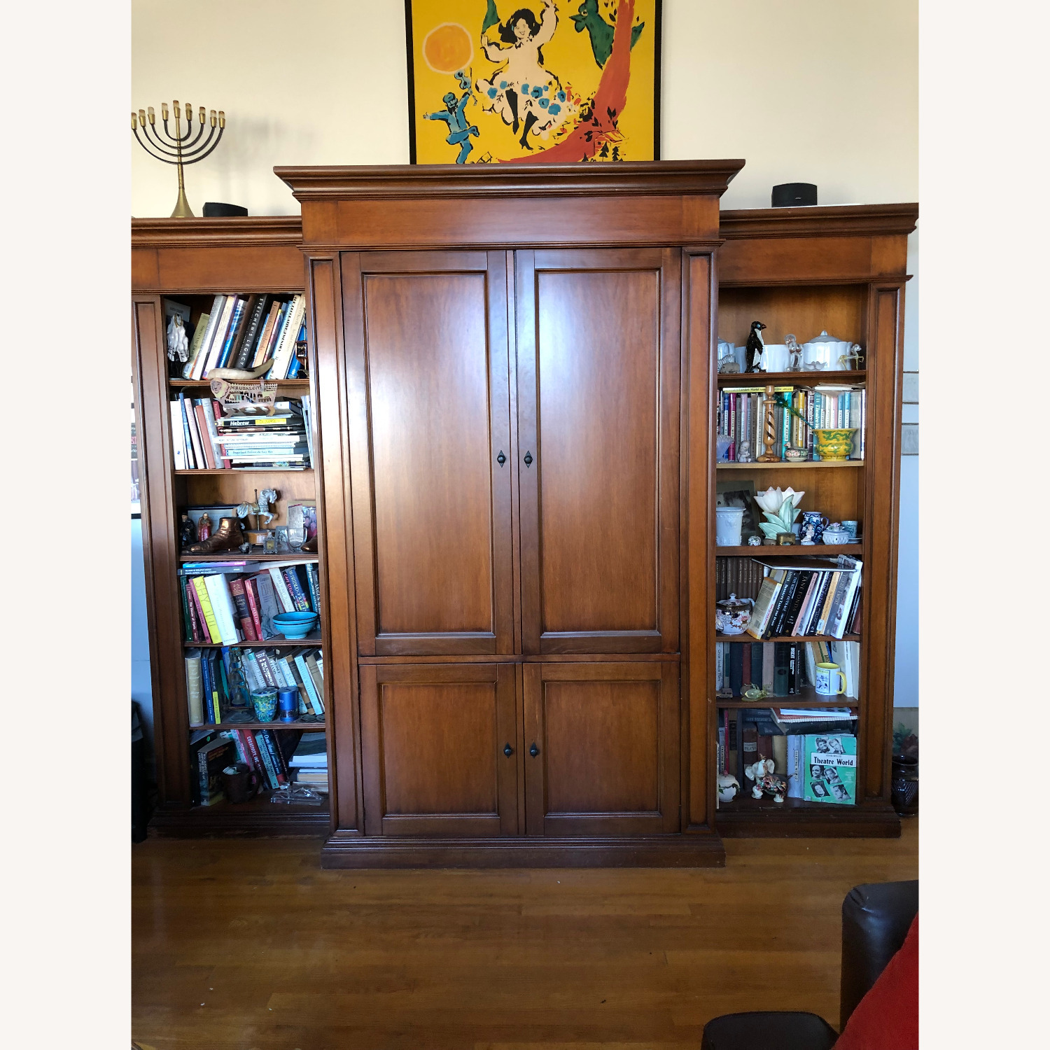 Solid Wood Entertainment Center with Pocket Doors - image-0