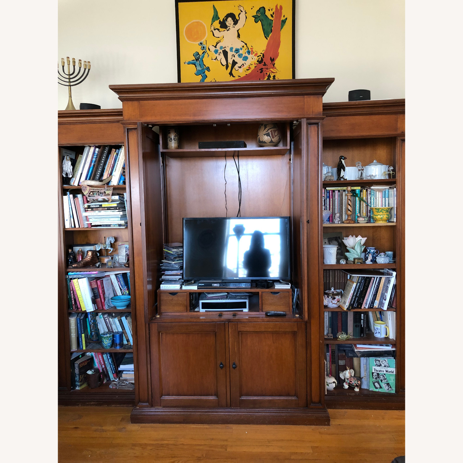 Solid Wood Entertainment Center with Pocket Doors - image-1