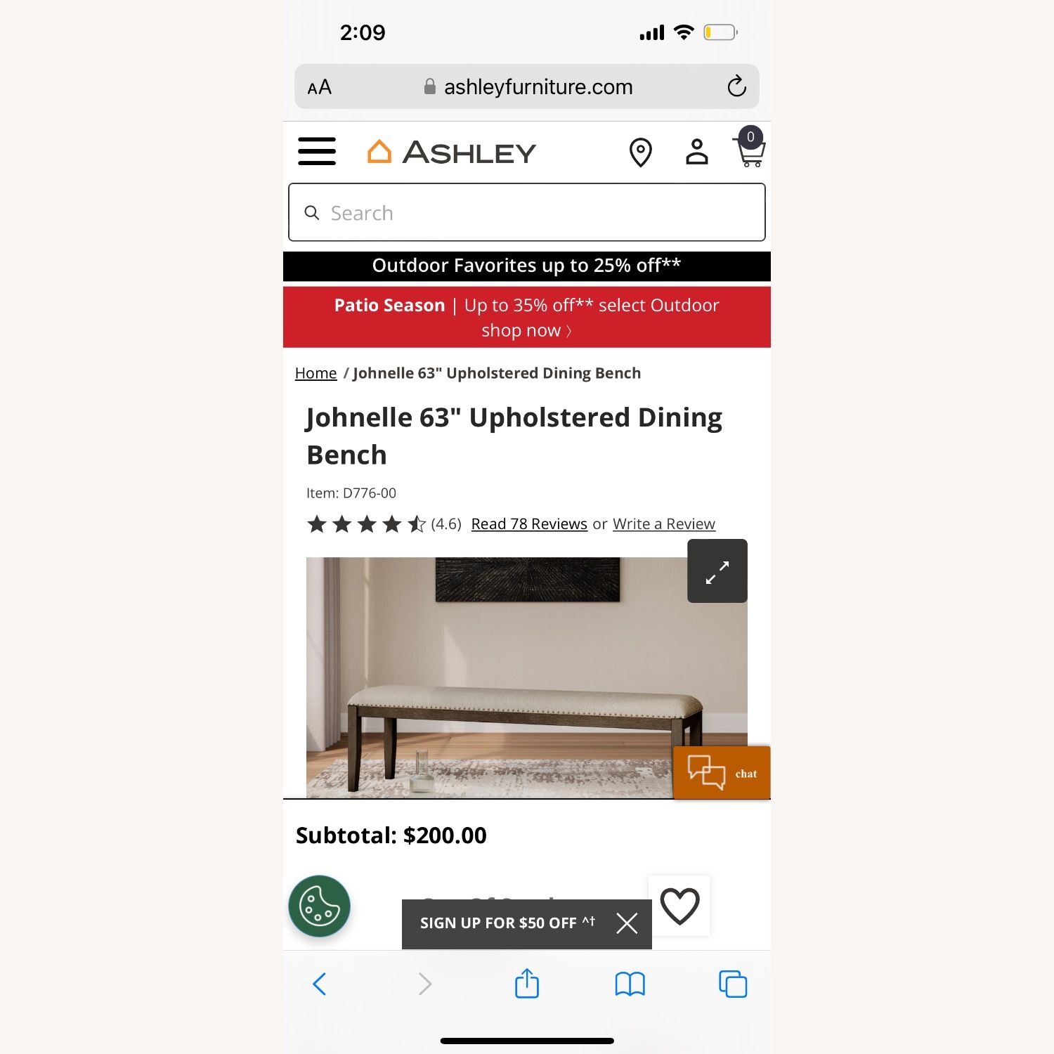 Ashley Furniture Johnelle 63" Upholstered Dining Bench - image-3