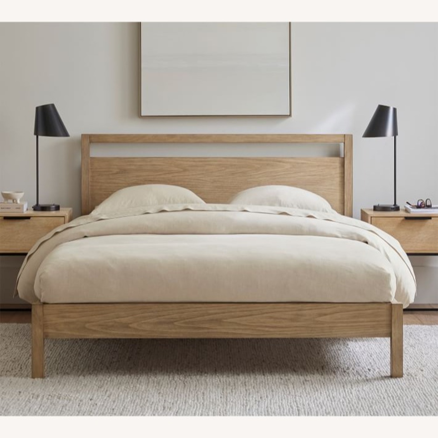 Pottery Barn Wood Platform Queen Bed & Headboard  - image-1