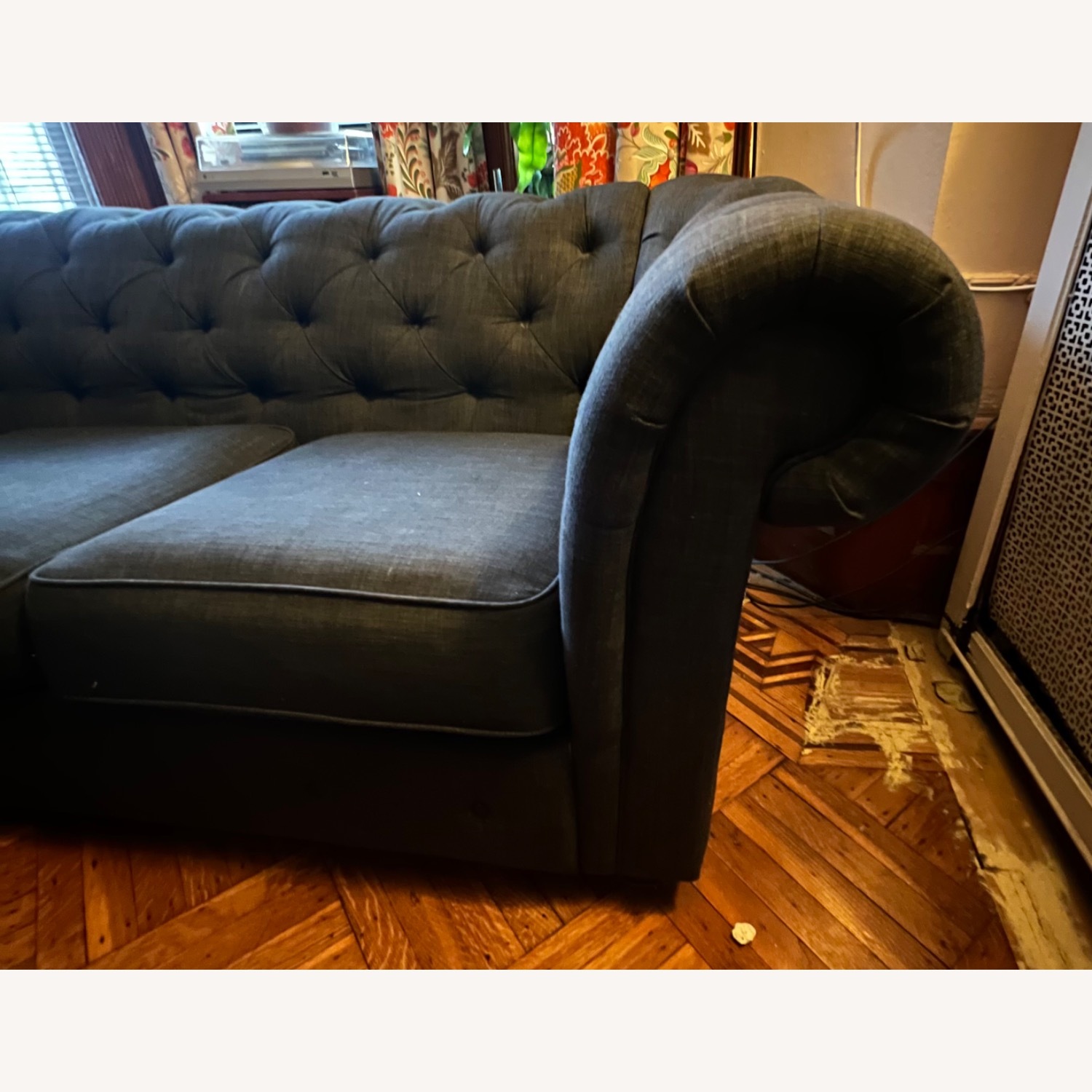 Chesterfield Couch Dark Grey - image-1
