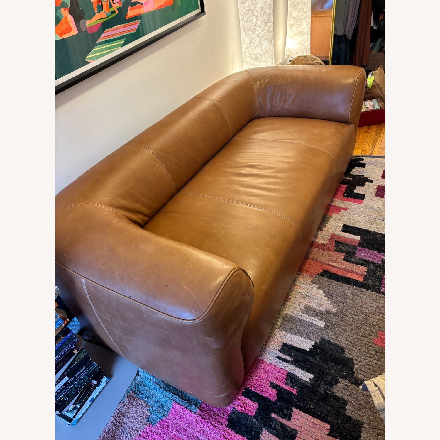 CB2 Rodez 88" Saddle Leather Apartment Sofa - image-1