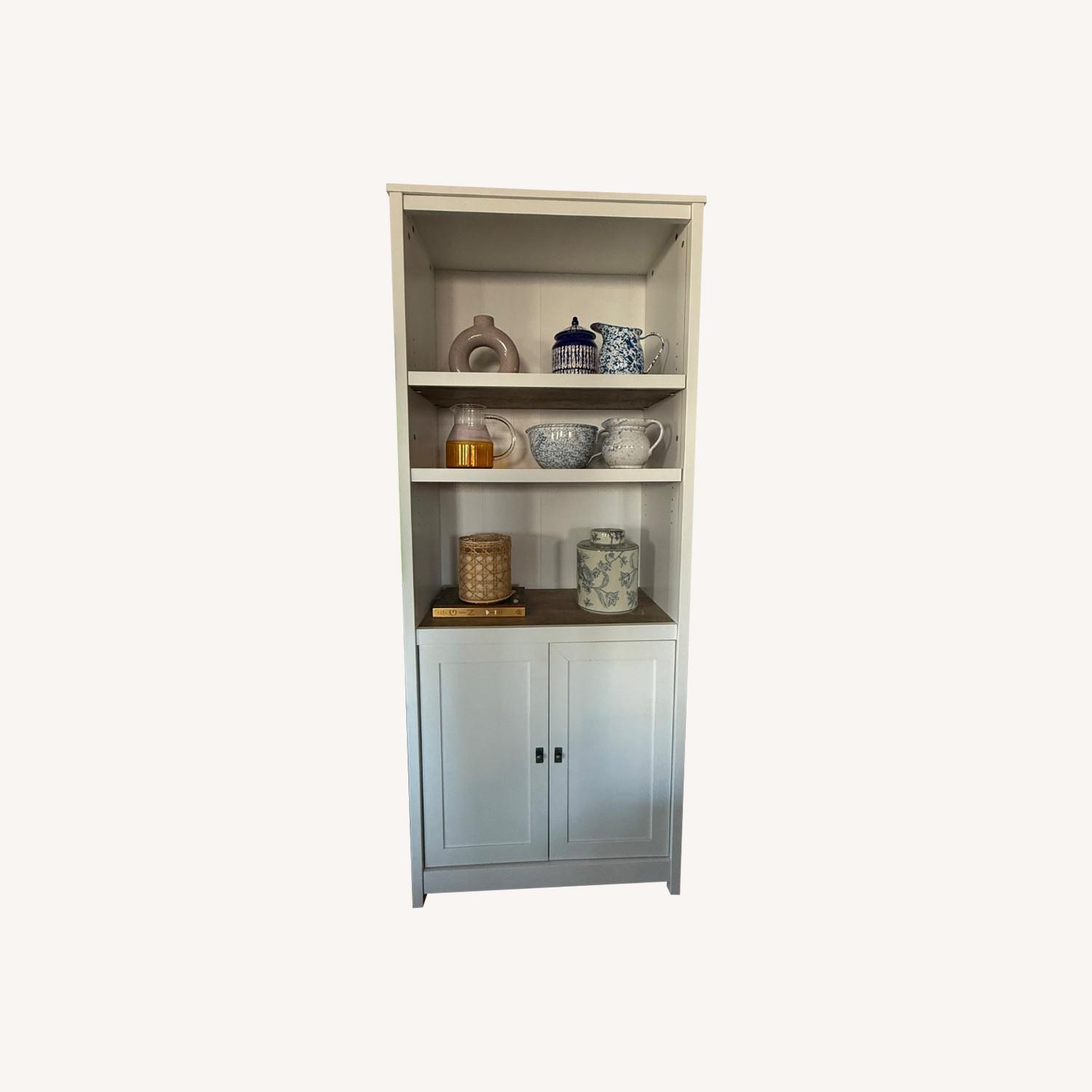 White 3 shelf Bookcase with Cabinets - image-0