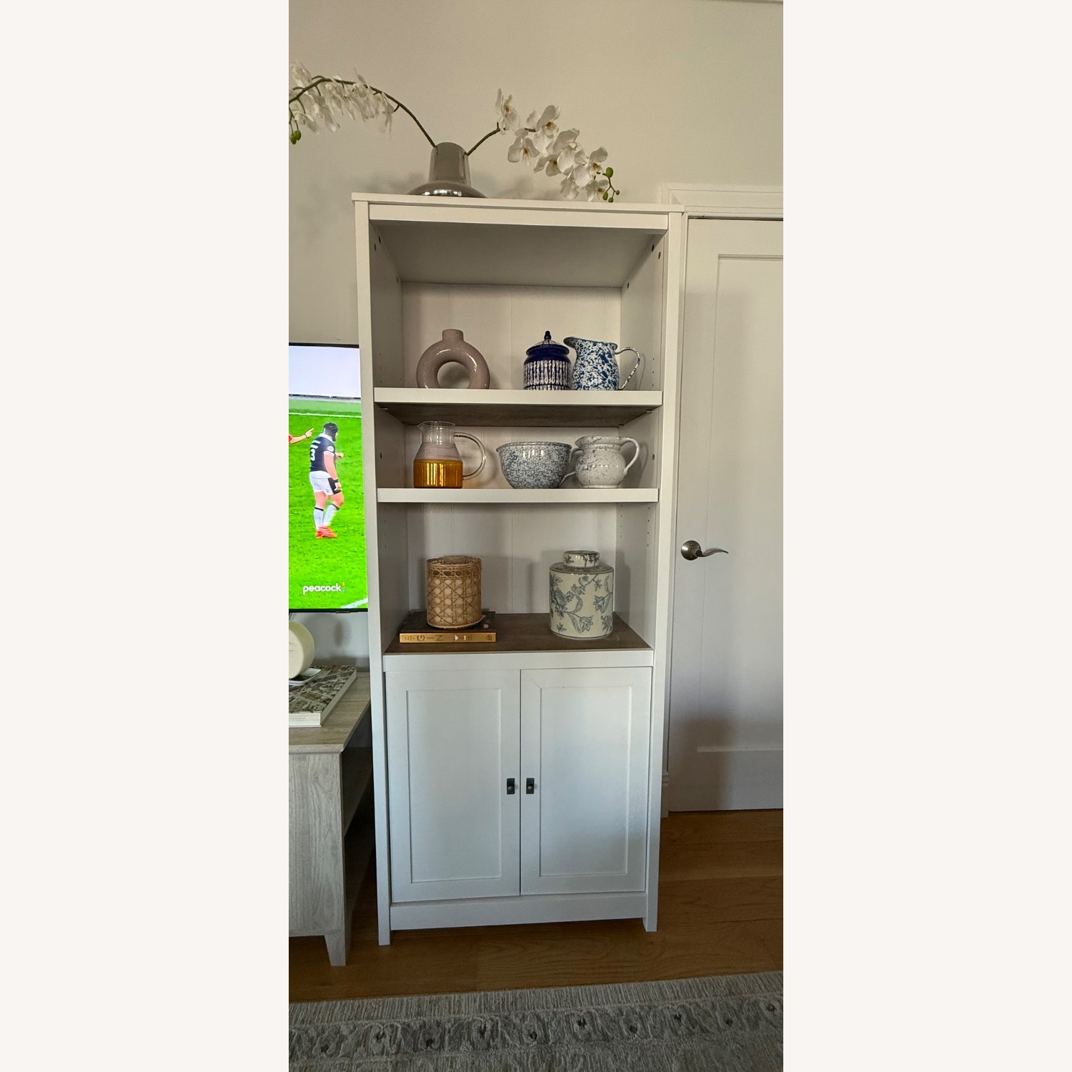 White 3 shelf Bookcase with Cabinets - image-2