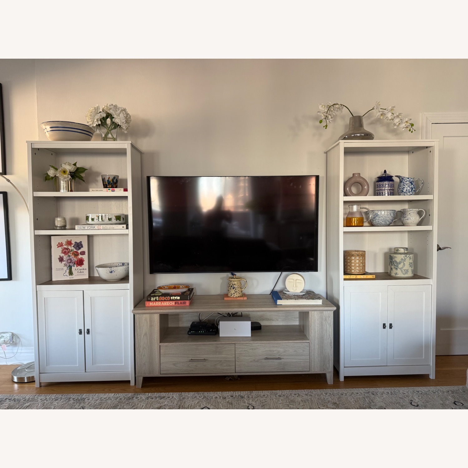 White 3 shelf Bookcase with Cabinets - image-1