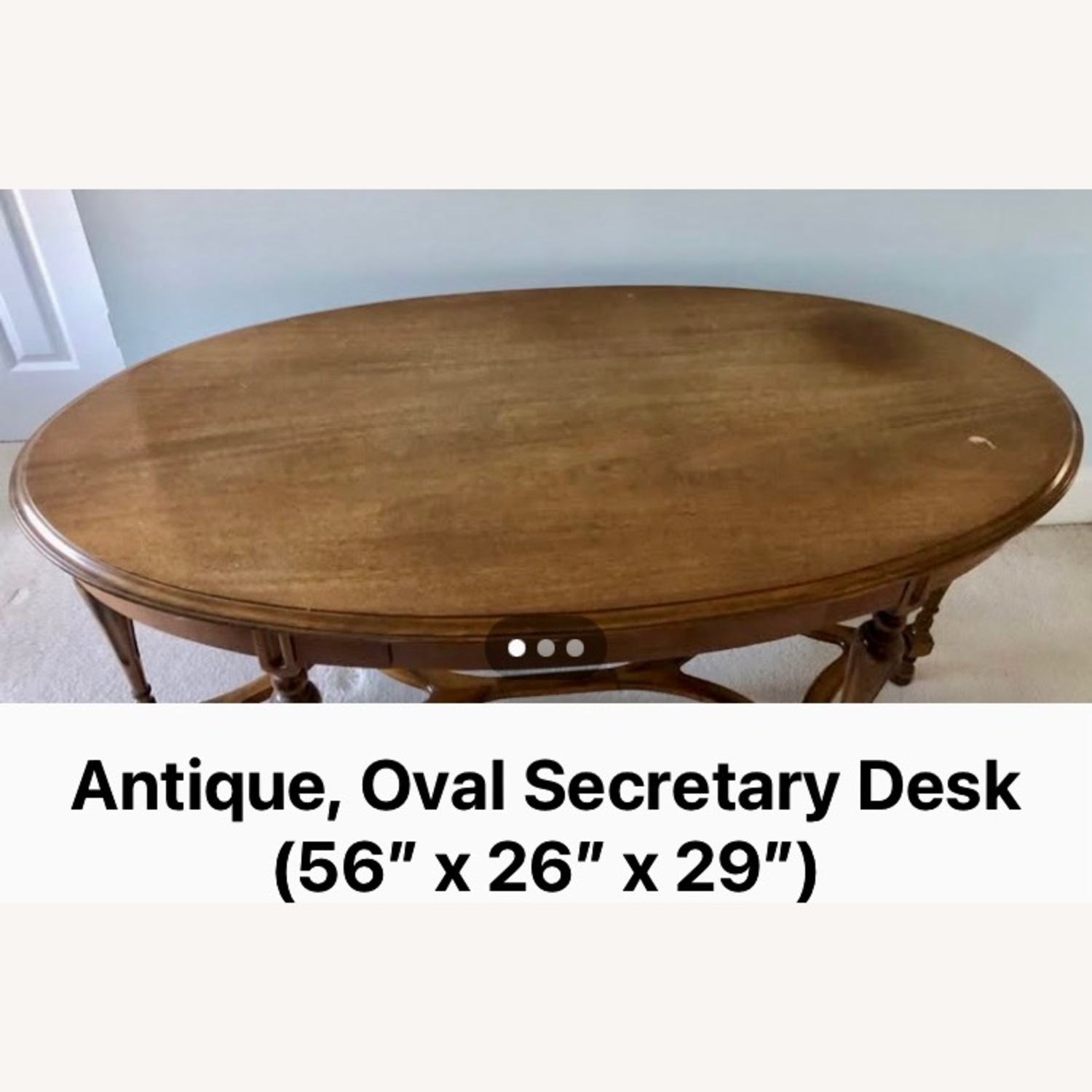 Antique, Oval Shaped Secretary Desk (Refurbished) - image-3