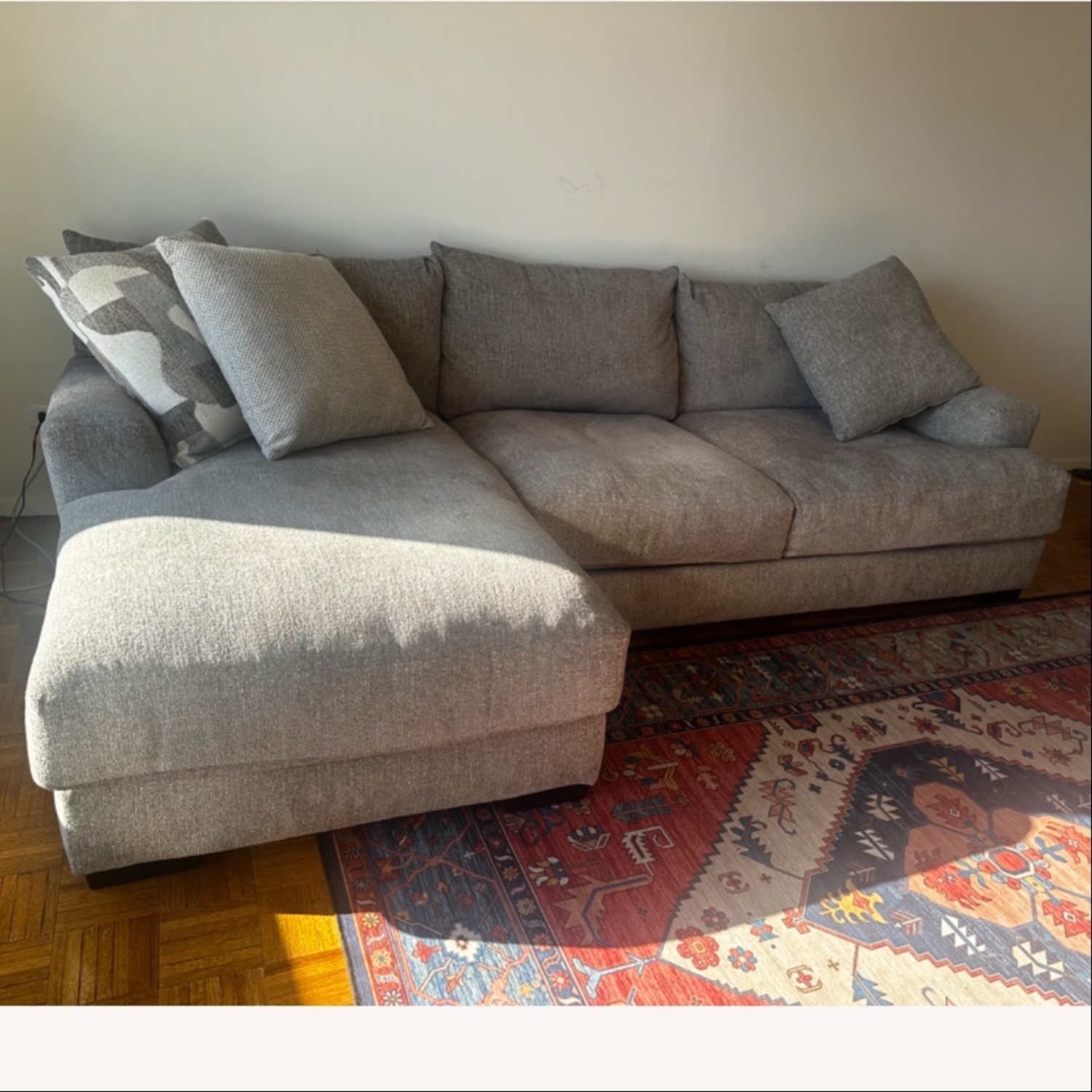 Raymour & Flanigan Carter Grey Sectional Couch - image-1