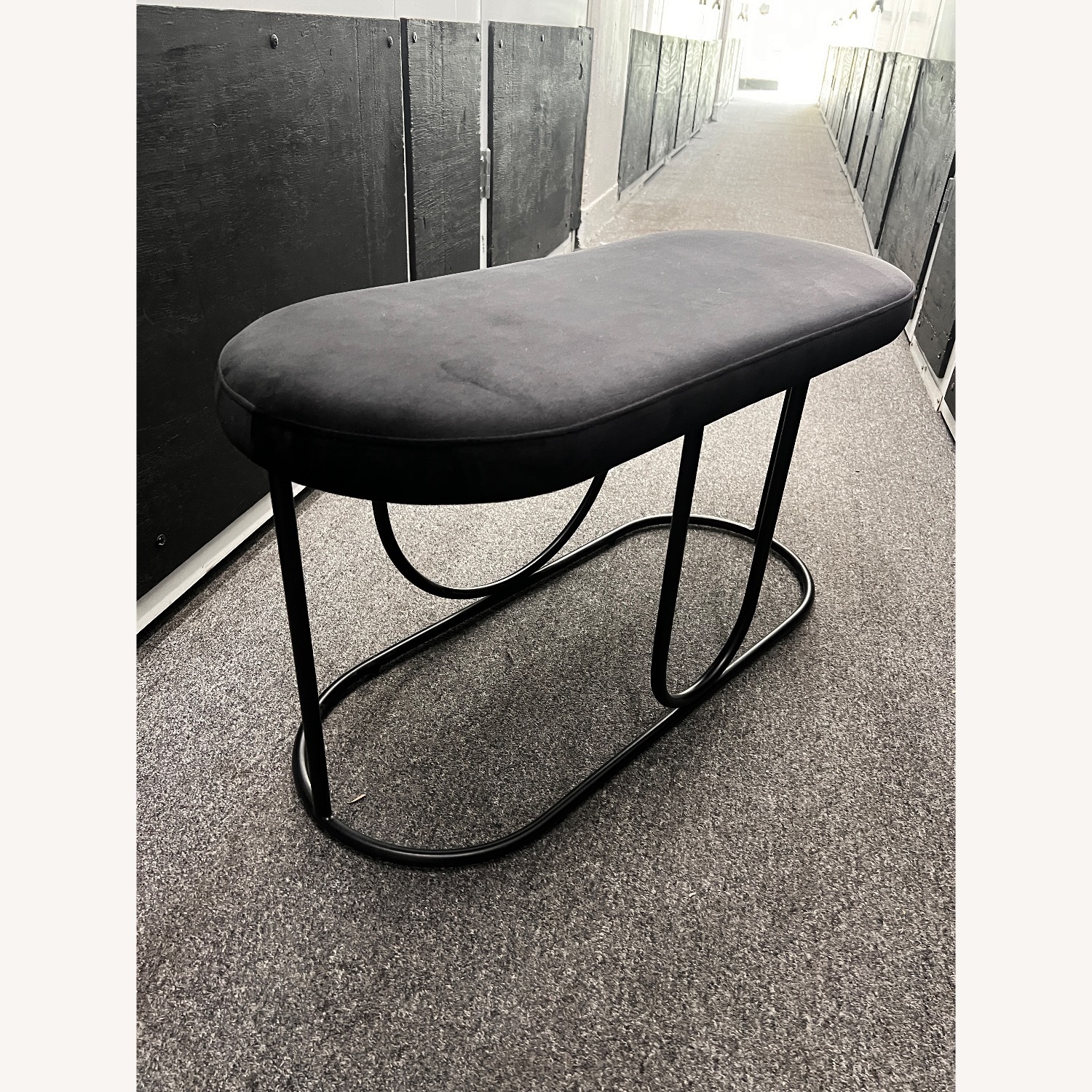 BoConcept Black Velvet & Metal Frame Bench - image-3