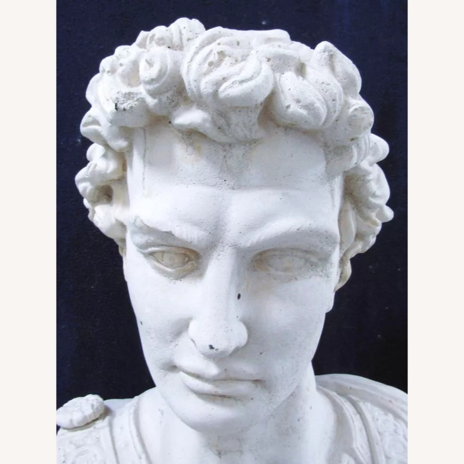 Large Vintage Cast Concrete Bust of Julius Caesar - image-2