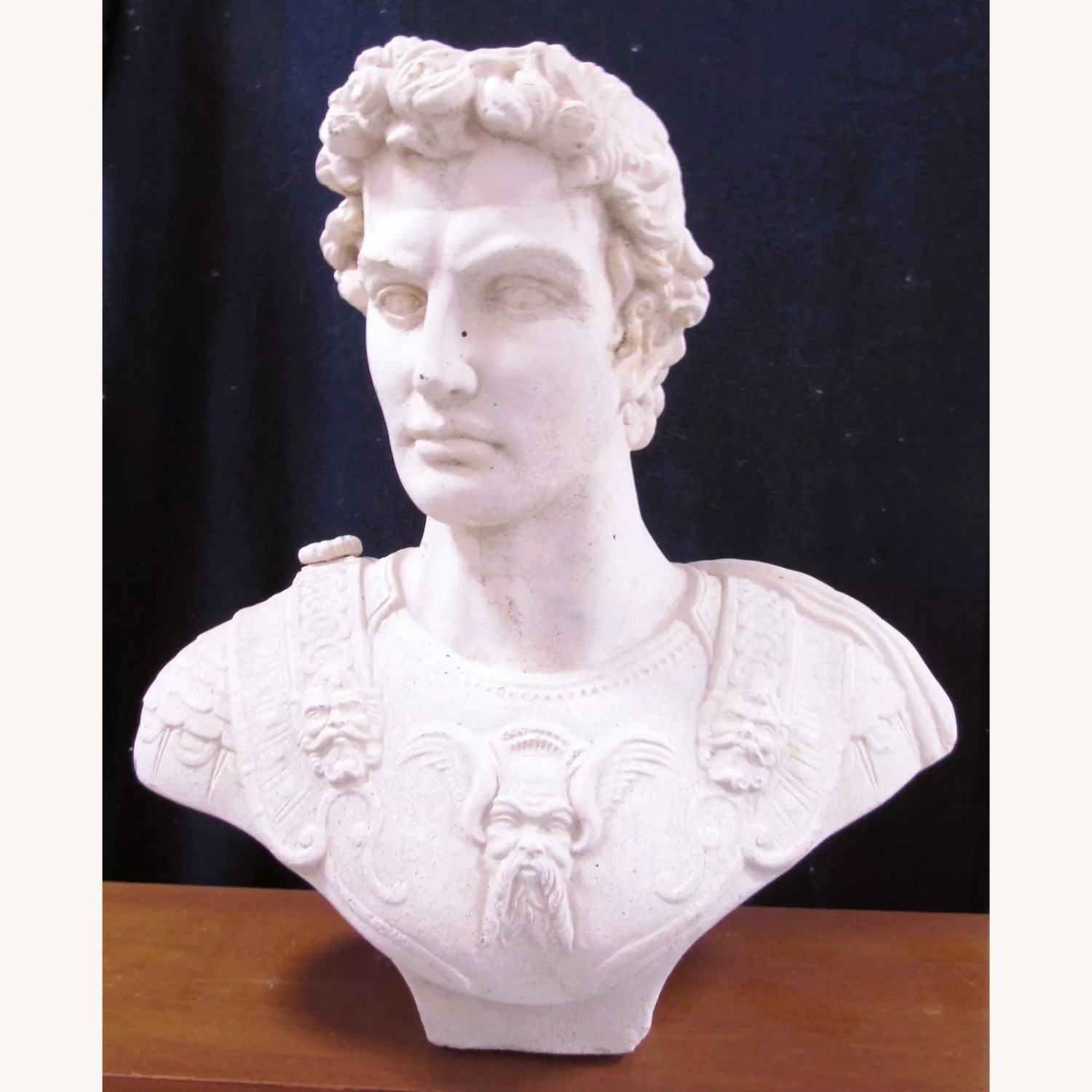Large Vintage Cast Concrete Bust of Julius Caesar - image-1
