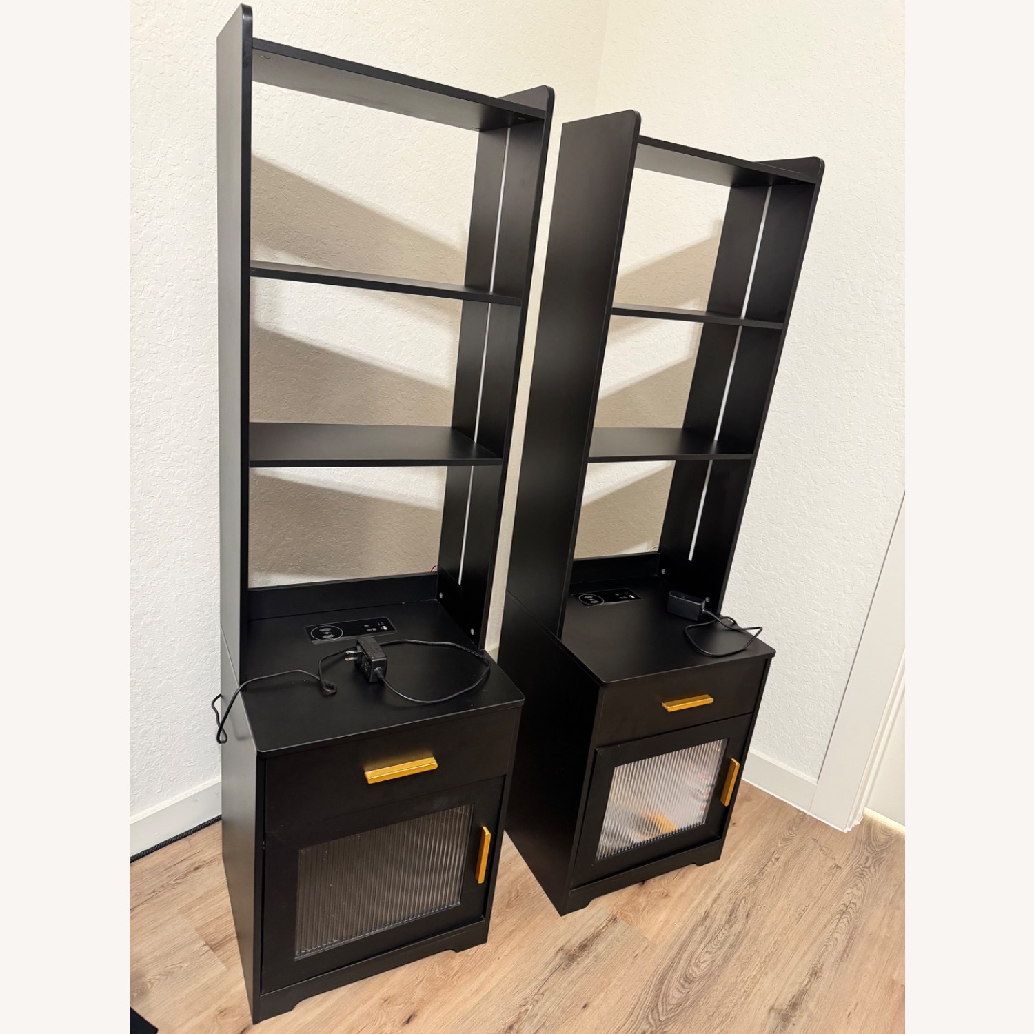 Smart LED Nightstand with Bookshelf - image-1