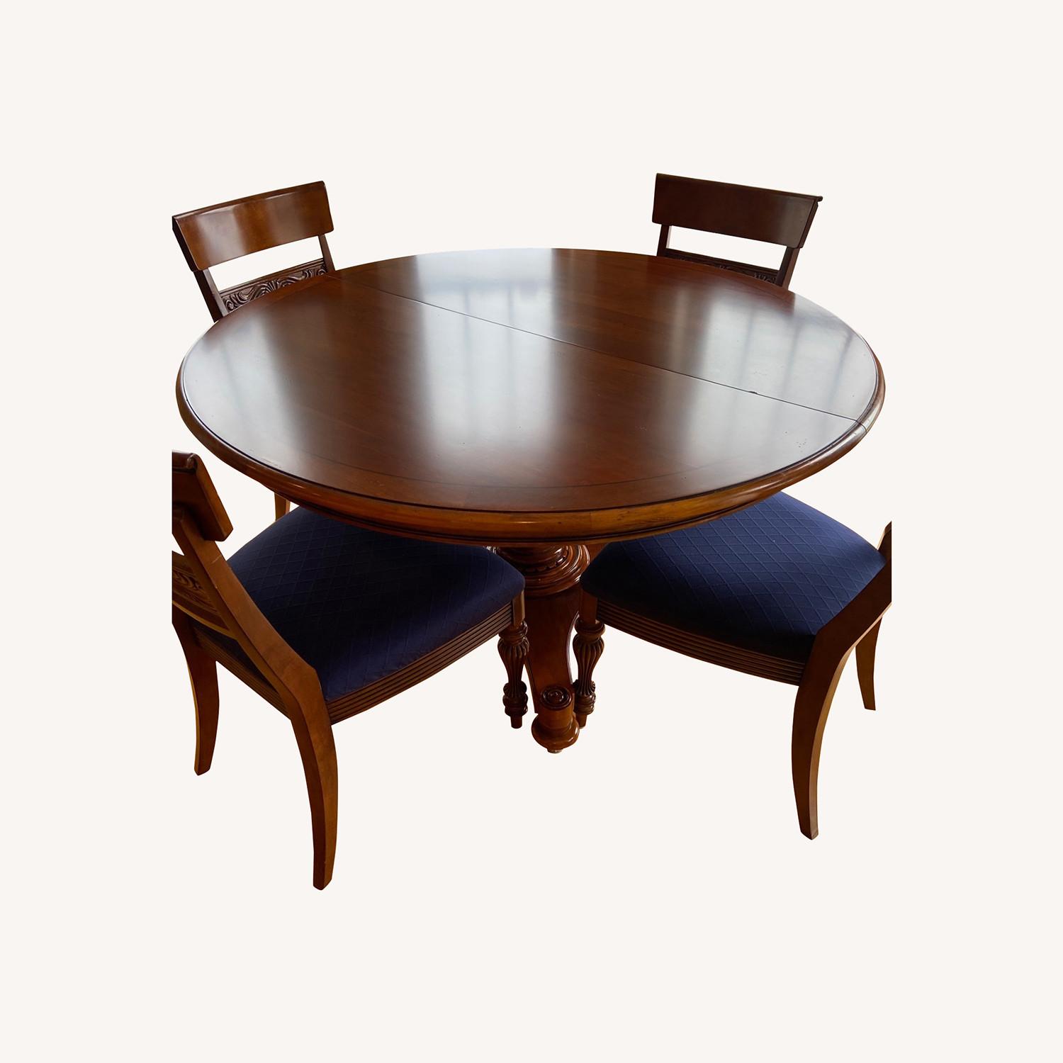 Ethan Allen British Classics Cinnabar Round Dining Table Set - image-0