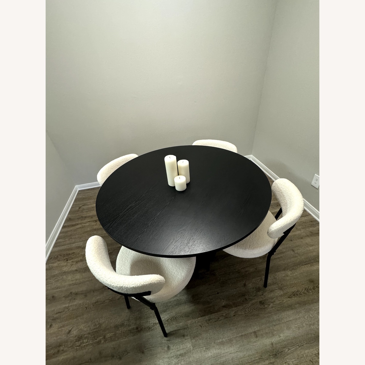 Black Round Dining Table + 4 Chairs - image-2