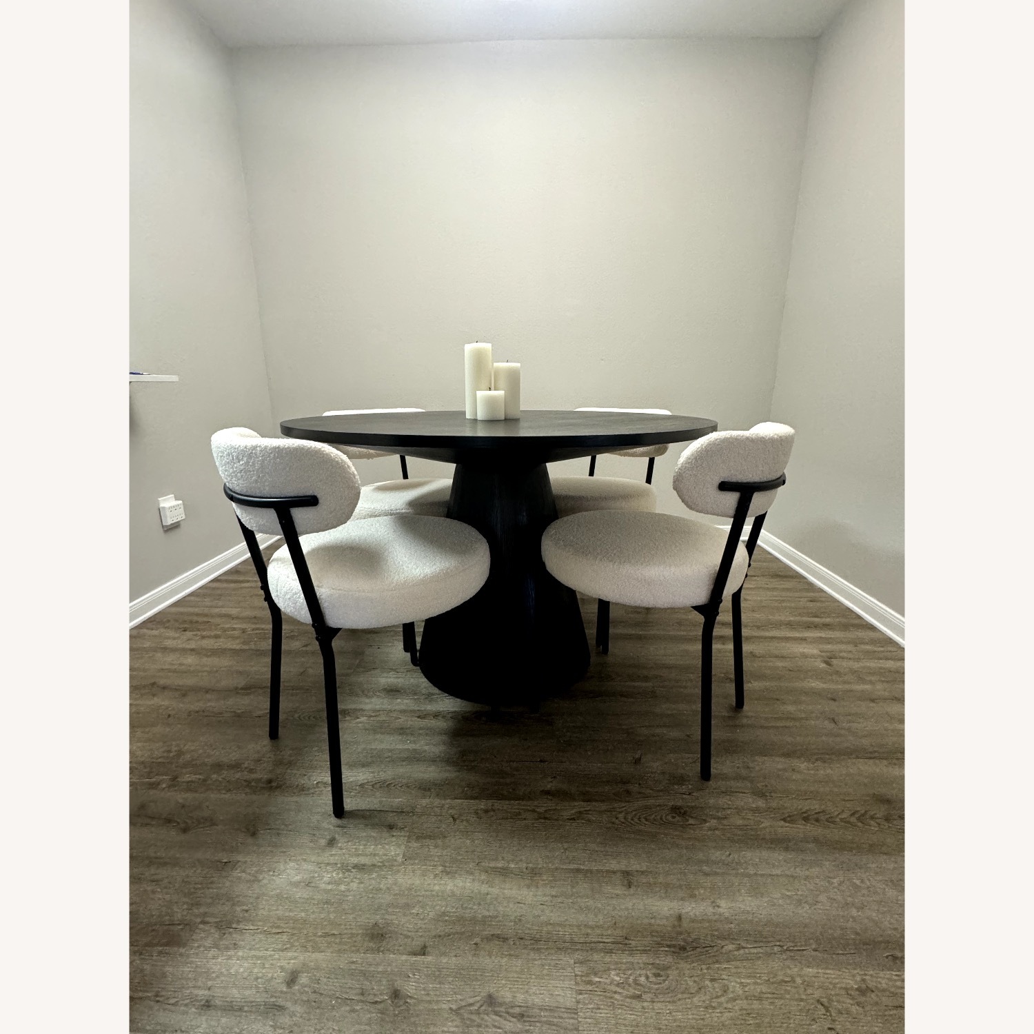 Black Round Dining Table + 4 Chairs - image-1