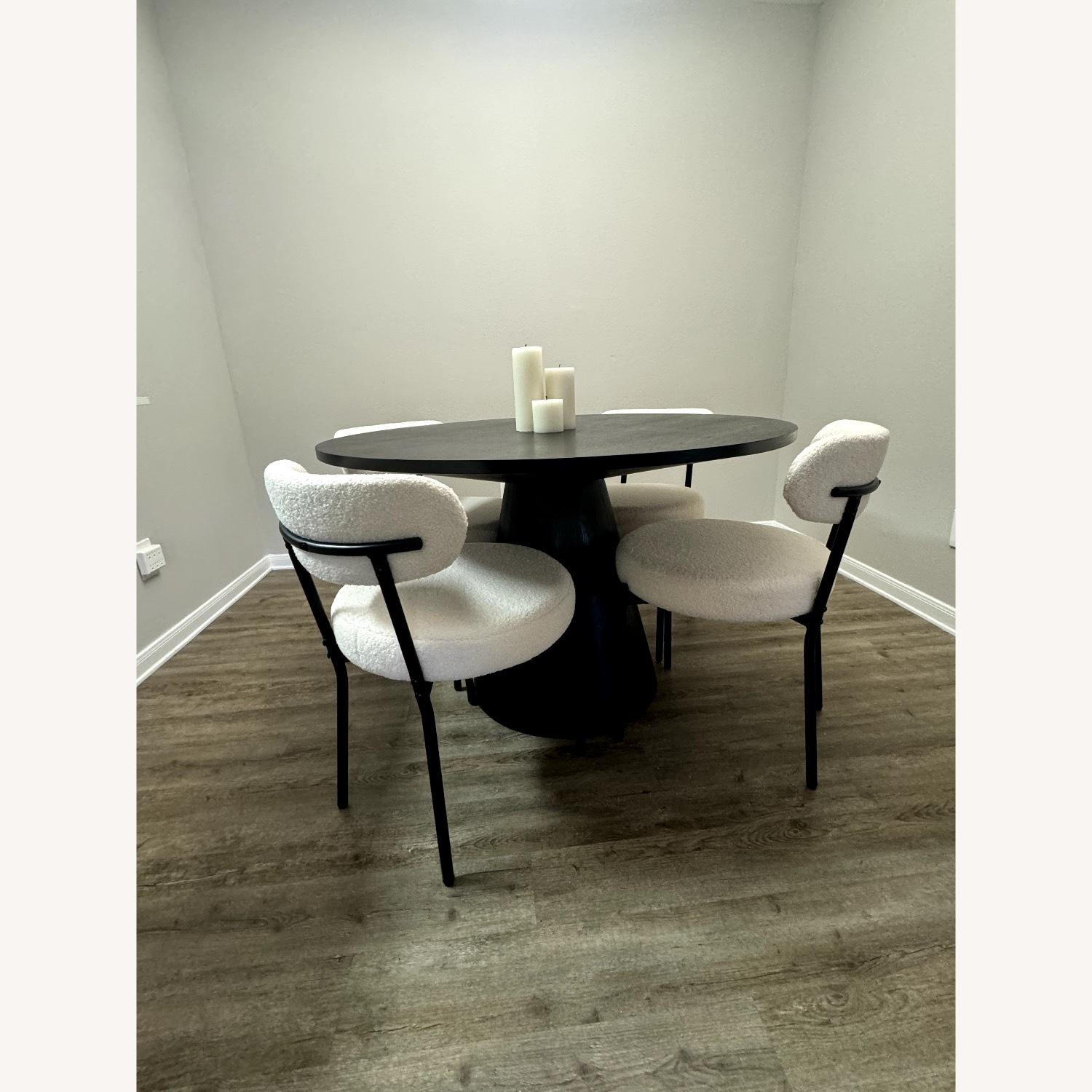 Black Round Dining Table + 4 Chairs - image-3