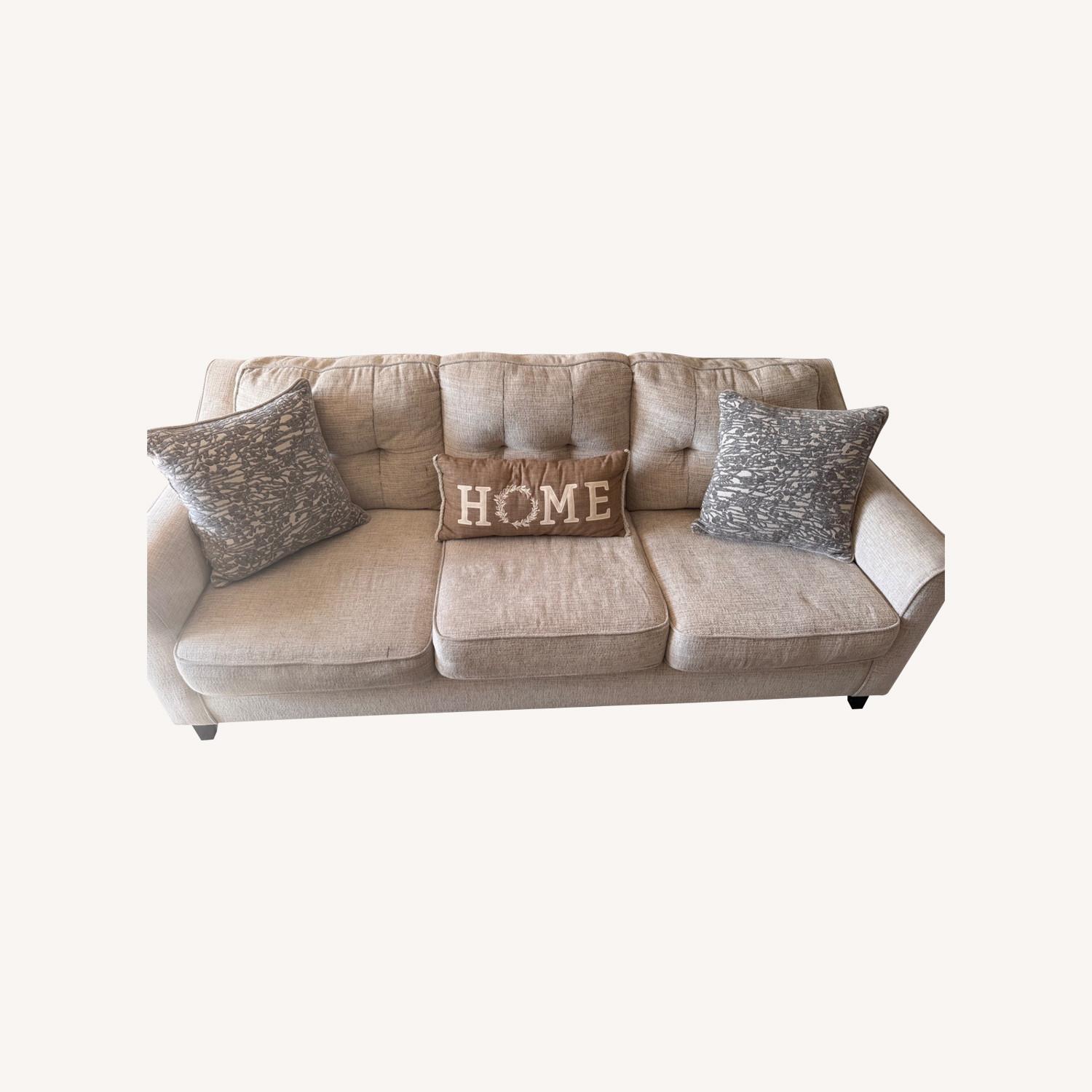Raymour & Flanigan Sorillo Gray 3 Seater Sofa + Cushions  - image-0