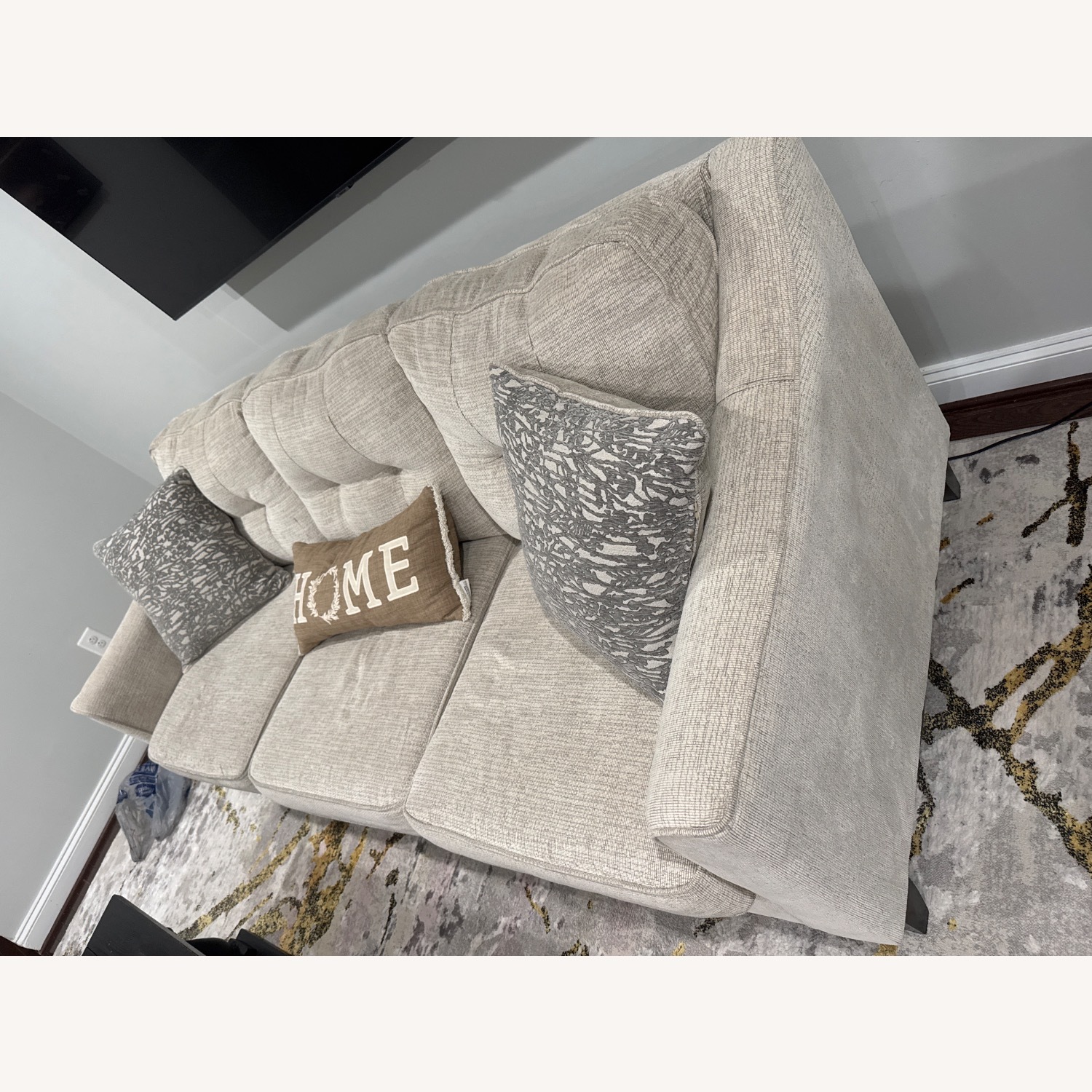 Raymour & Flanigan Sorillo Gray 3 Seater Sofa + Cushions  - image-2