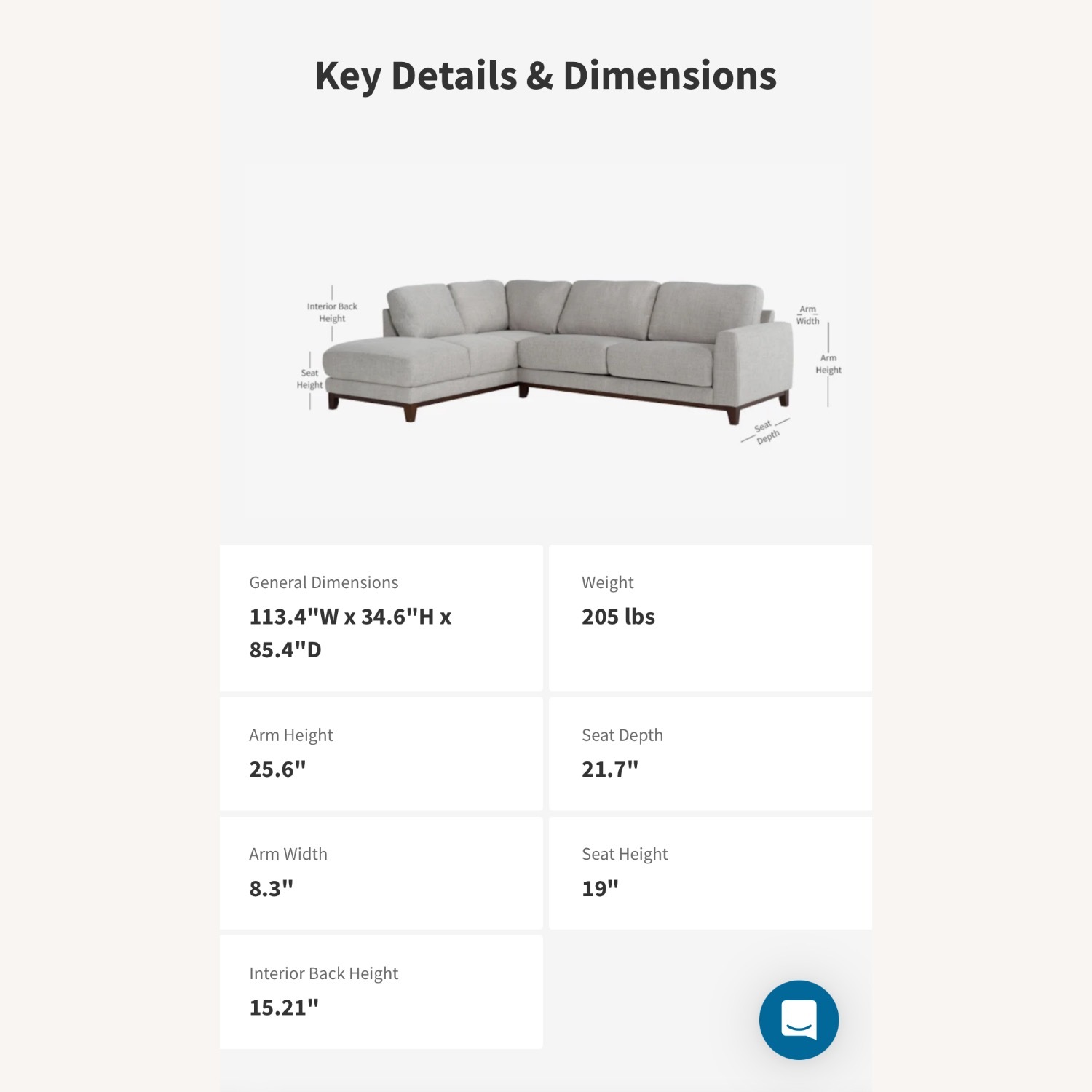 Living Spaces Amherst Cobblestone Grey 2pc Sectional - image-3