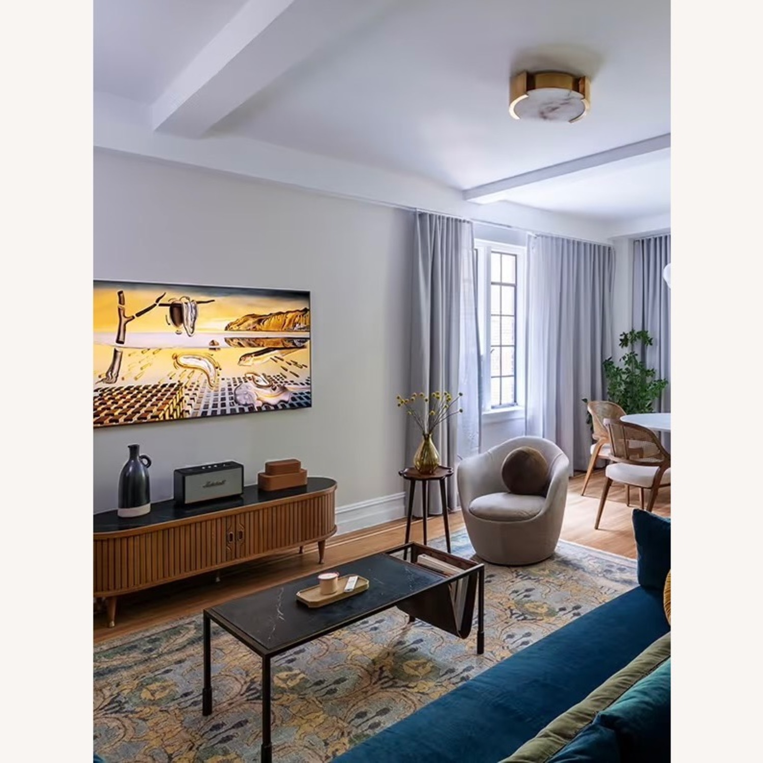 Melange Large Flush Mount - Alabaster and Brass - image-2