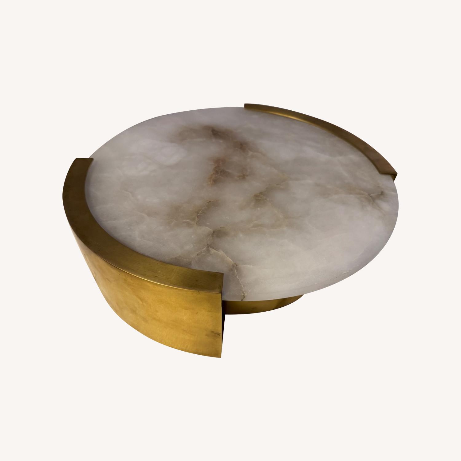 Melange Large Flush Mount - Alabaster and Brass - image-0