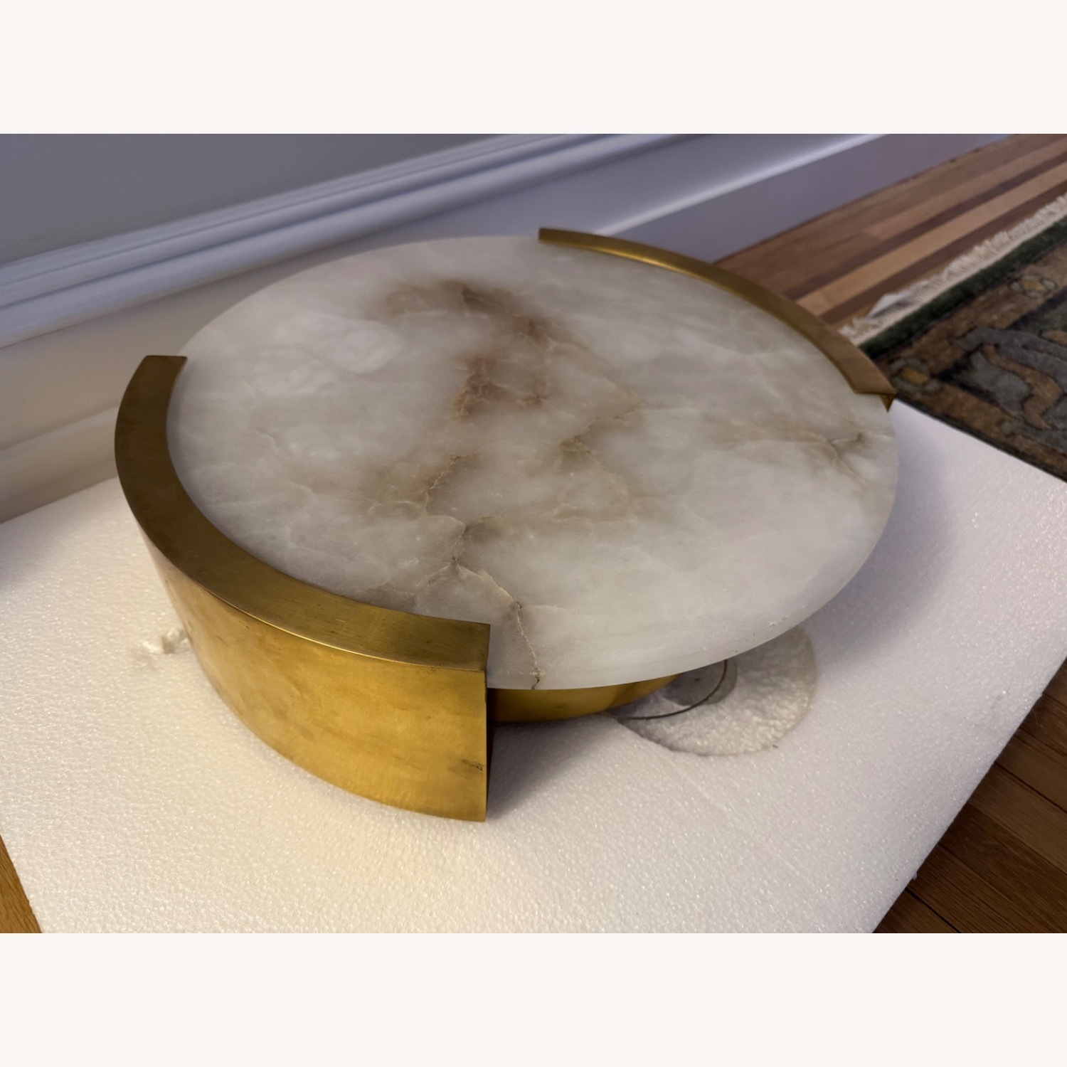 Melange Large Flush Mount - Alabaster and Brass - image-1