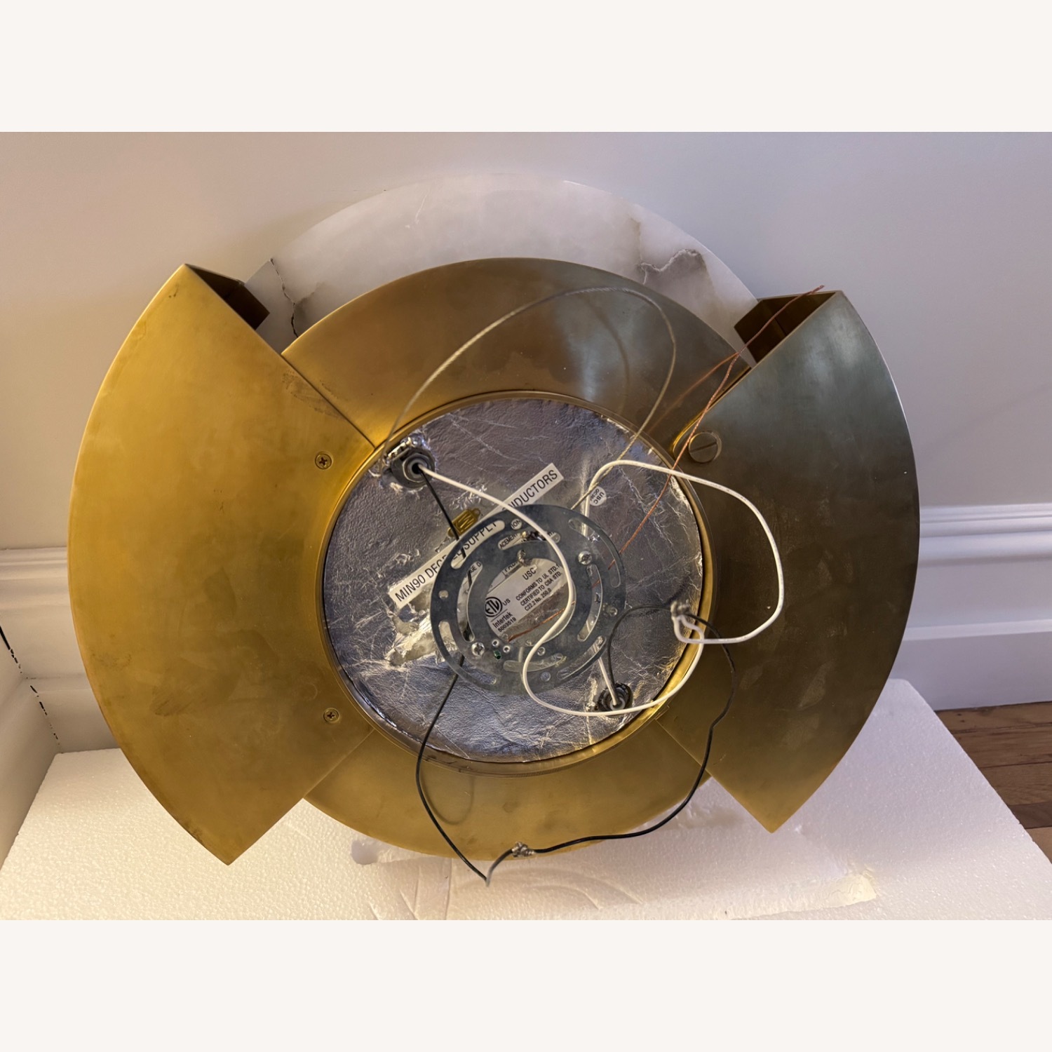 Melange Large Flush Mount - Alabaster and Brass - image-3