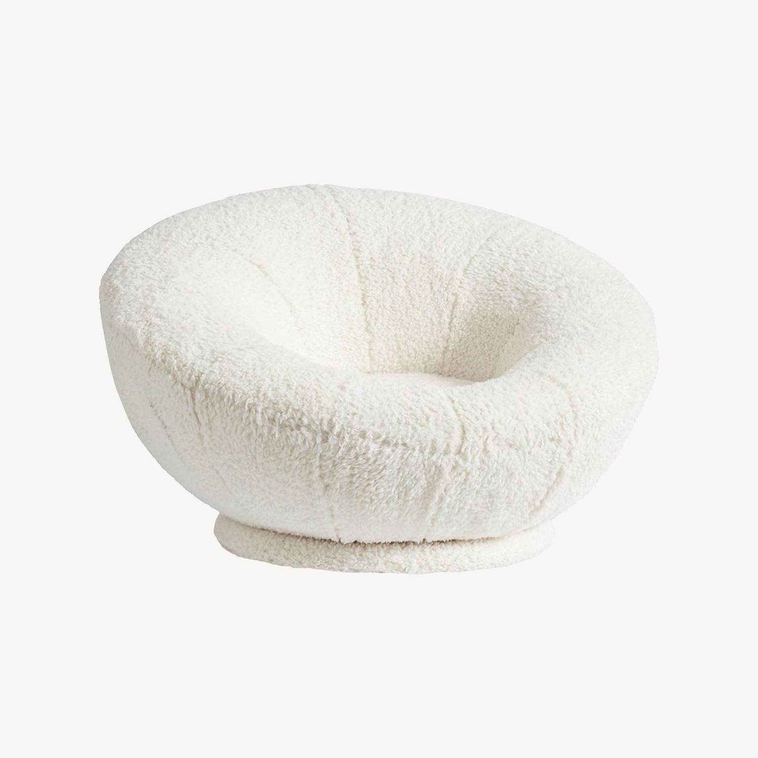 Pottery Barn Teen Groovy Swivel Chair Sherpa Ivory - image-0