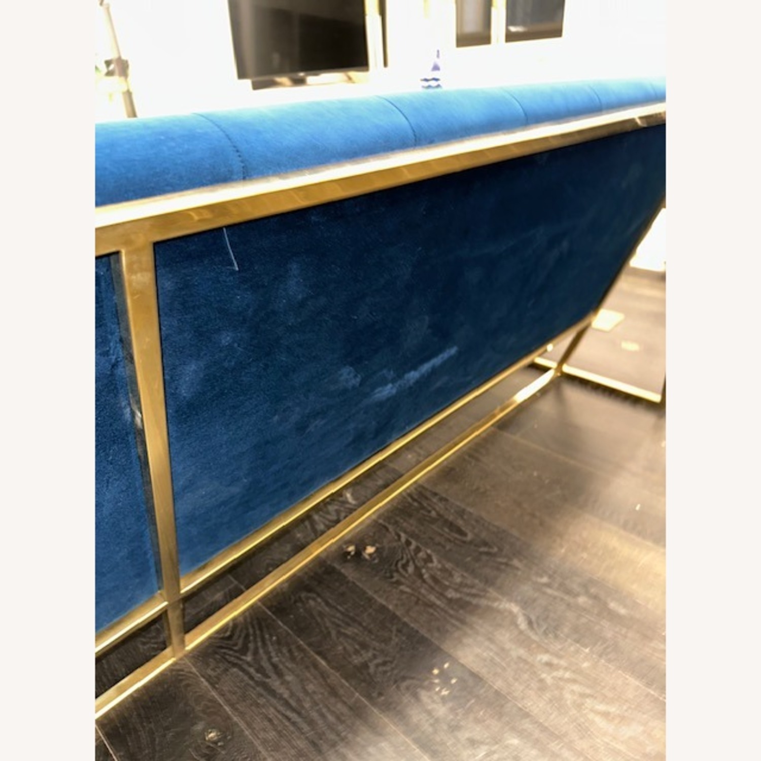 Jonathan Adler Blue Velvet Goldfinger Sofa - image-2