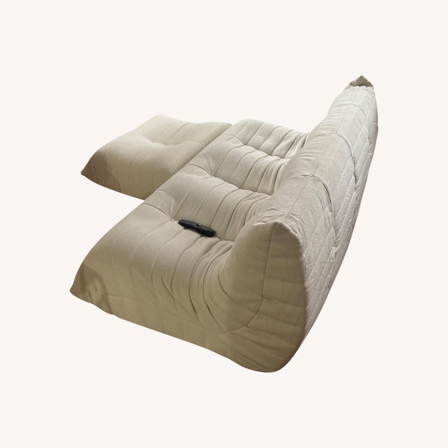 White Knockoff Togo Couch with Ottoman - image-0
