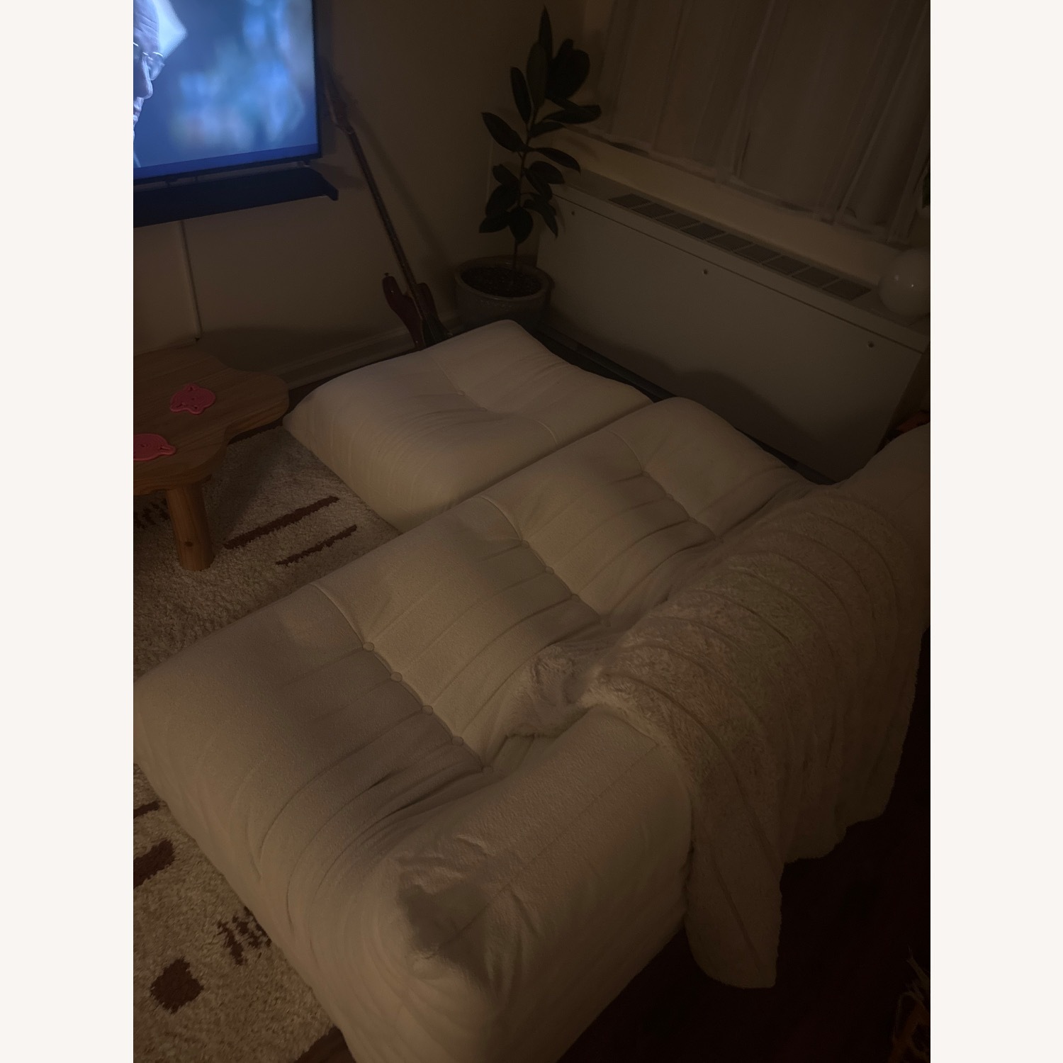 White Knockoff Togo Couch with Ottoman - image-3