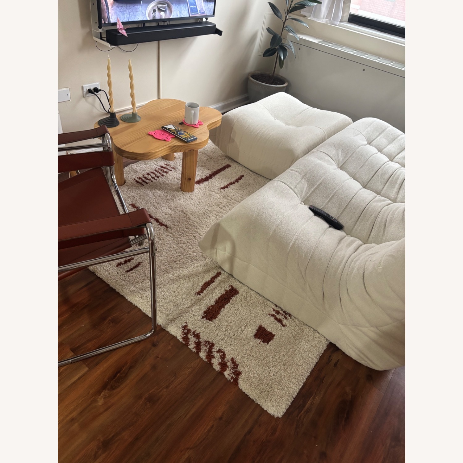 White Knockoff Togo Couch with Ottoman - image-2