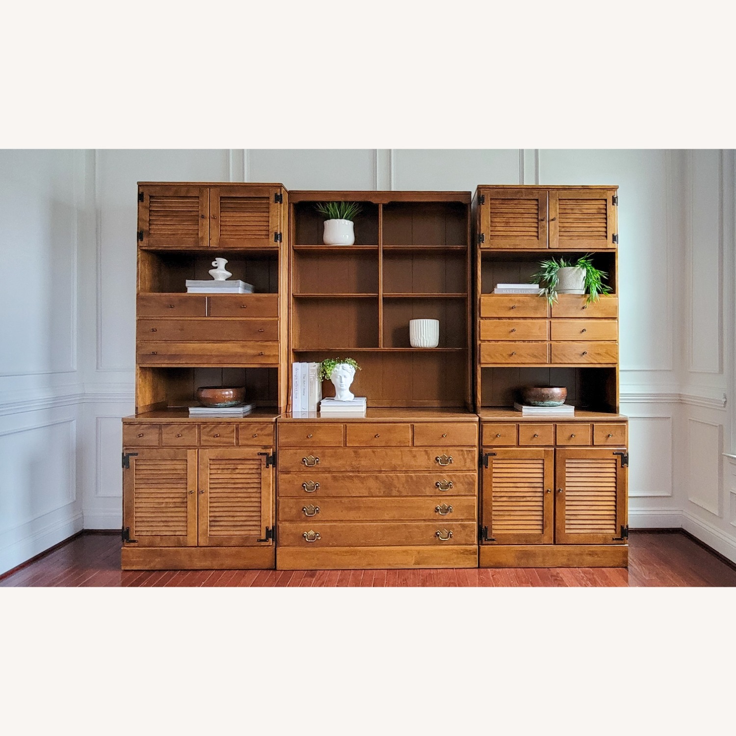 Ethan Allen Wall Unit Bookcases with Hutch - image-0