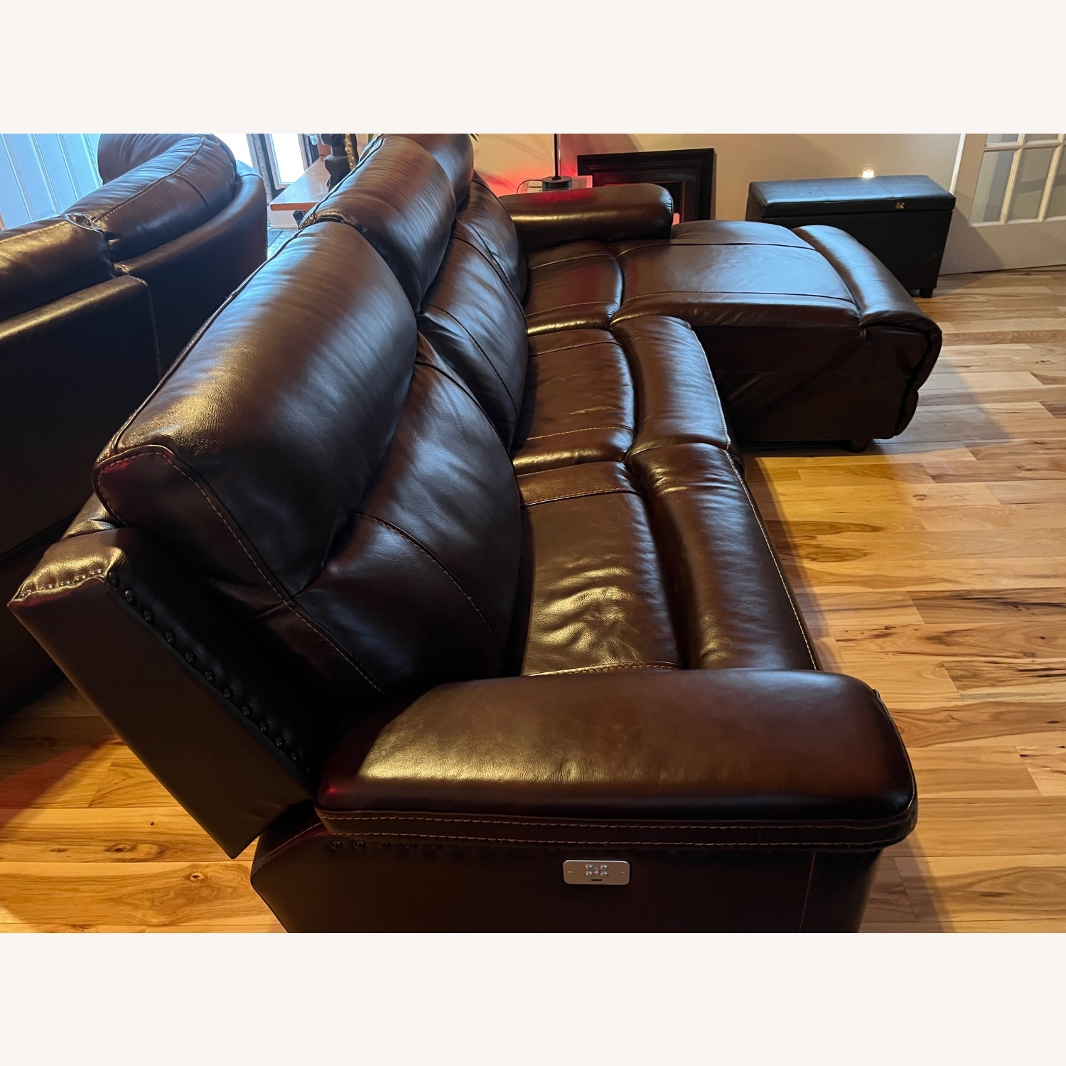 Brown Leather Power Eeclining Sofa - image-3