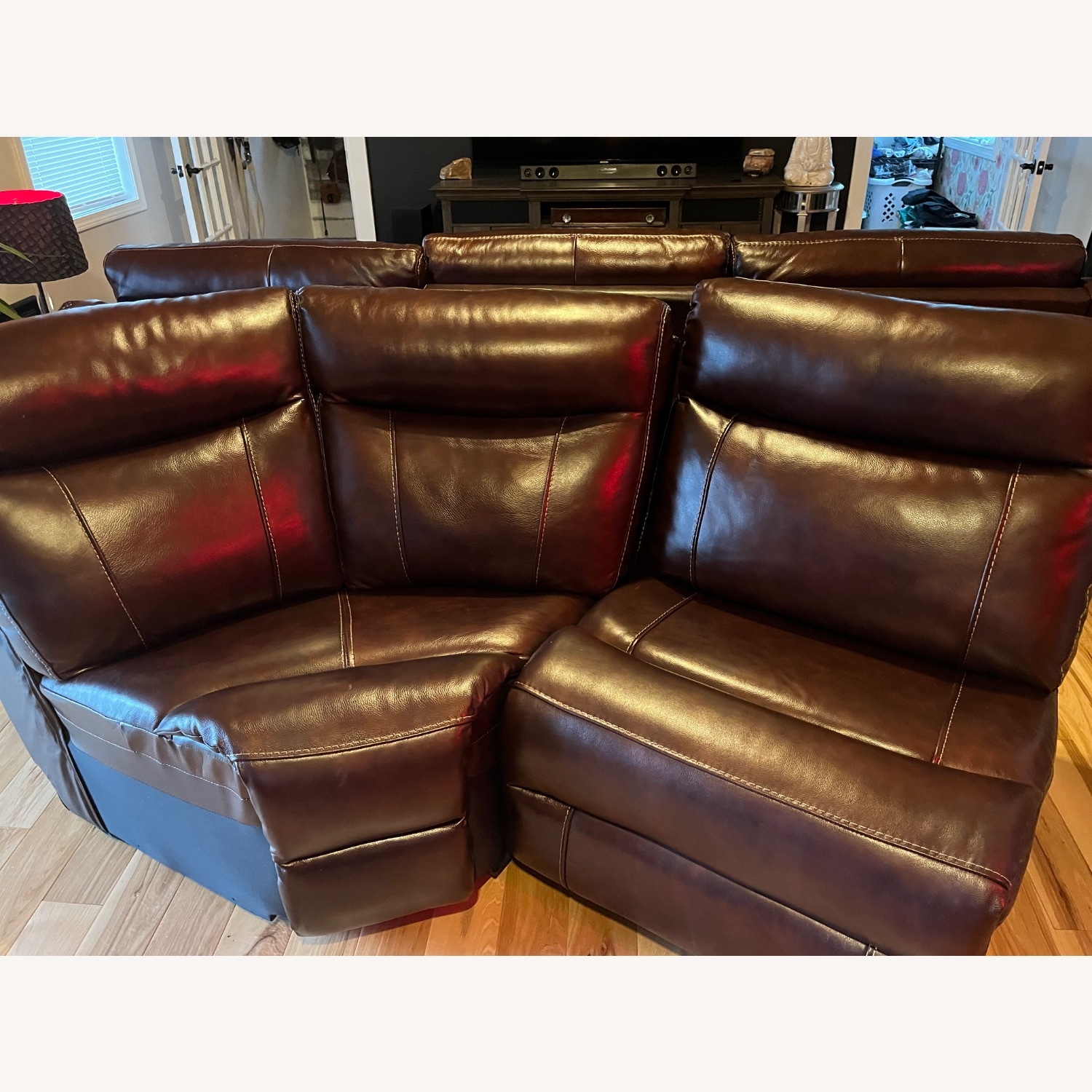 Brown Leather Power Eeclining Sofa - image-2