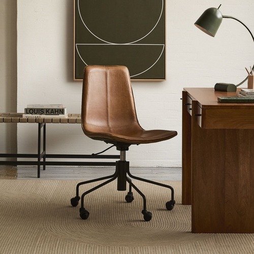 Used West Elm Slope Leather Swivel Office Chair for sale on AptDeco