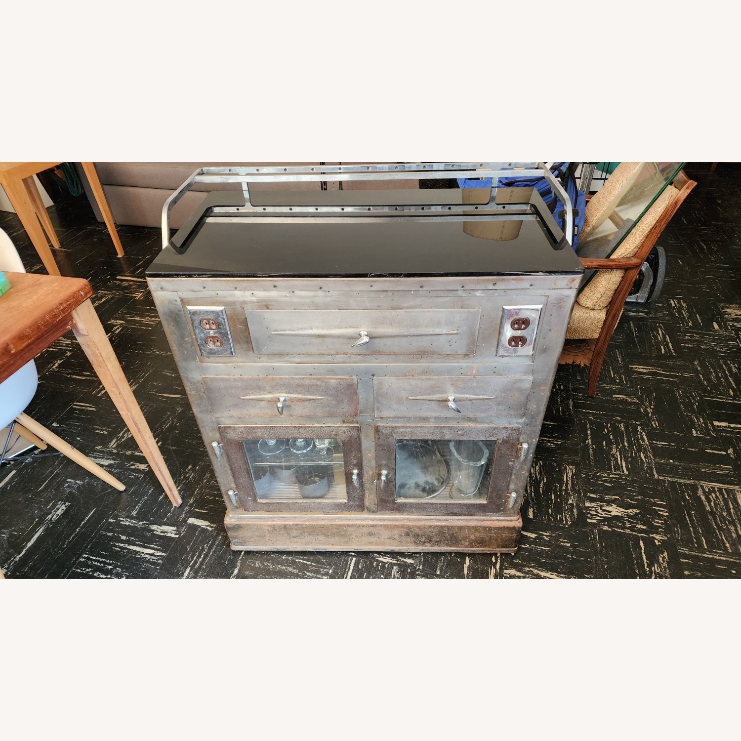 Antique Industrial Cabinet/Bar - image-1