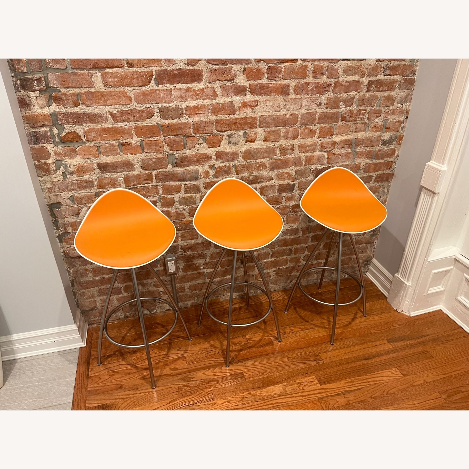 Set of 3 STUA Orange Onda Counter Stools - image-1