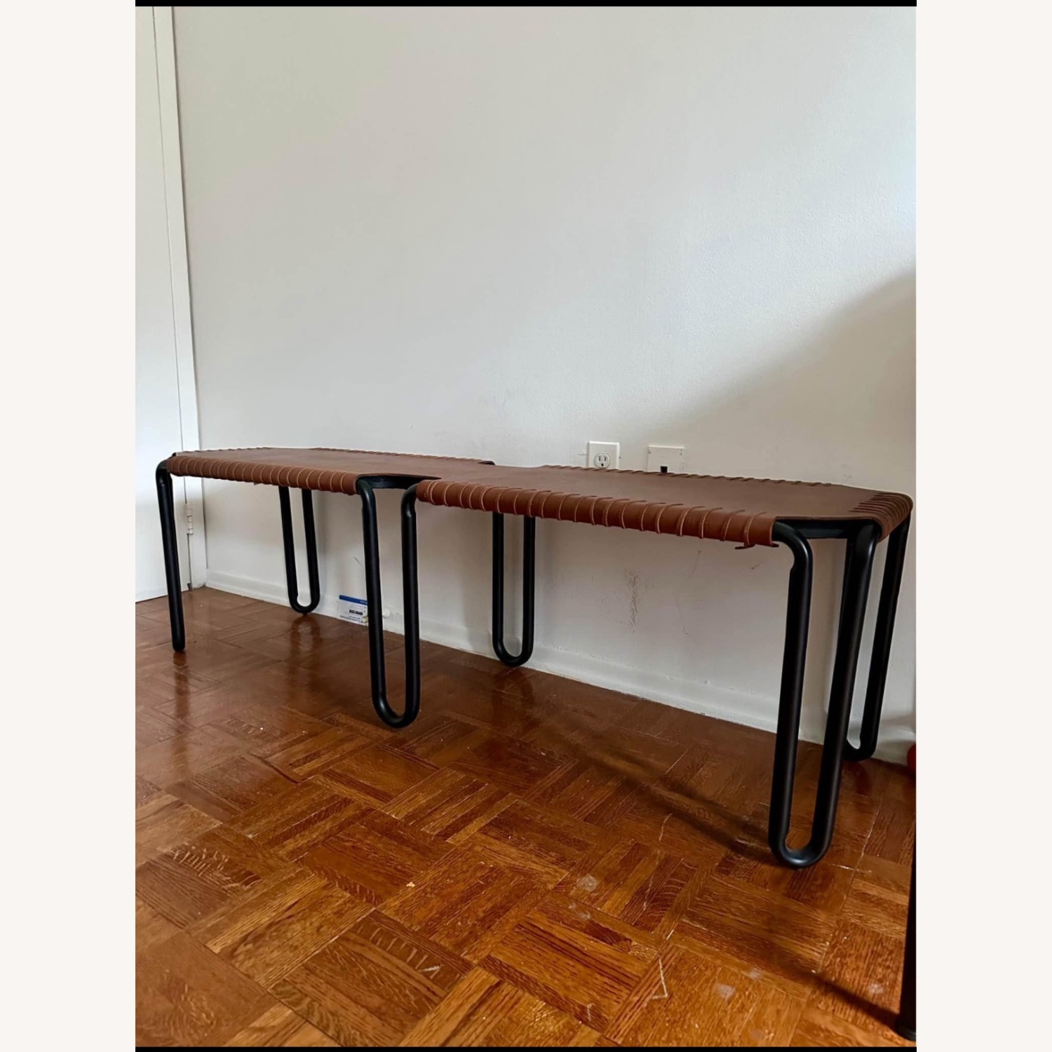 Crate & Barrel Velasco Leather Bench - image-1